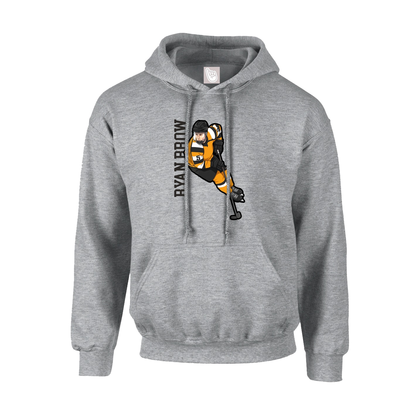 Youth Hoodie — Name Vertical in Grey