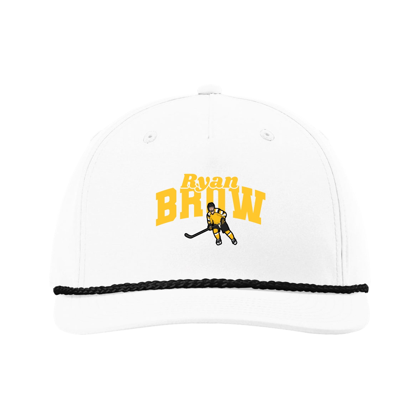 Five-Panel Classic Rope Cap — Signature Arch in White