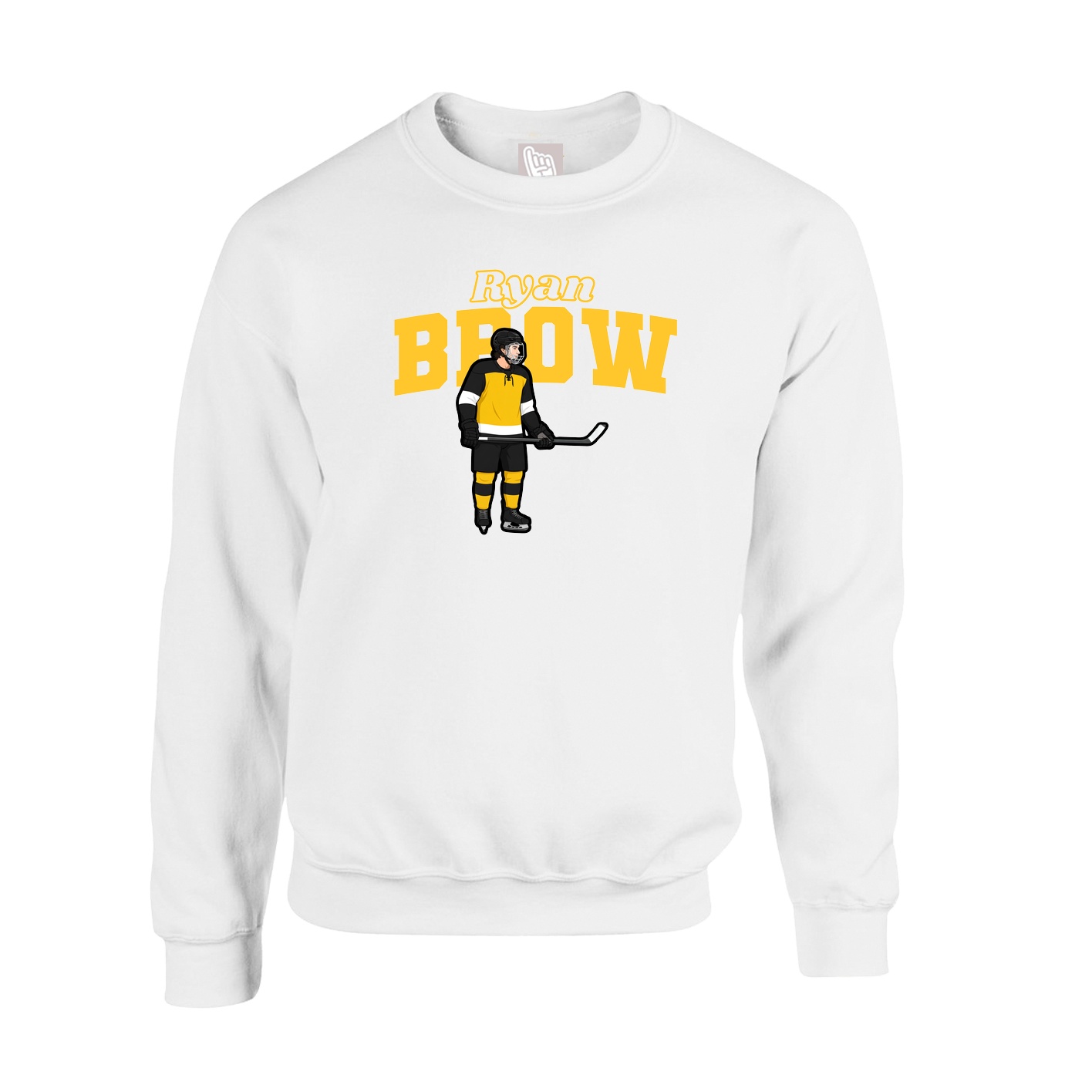 Fleece Crew — Name Arch in White