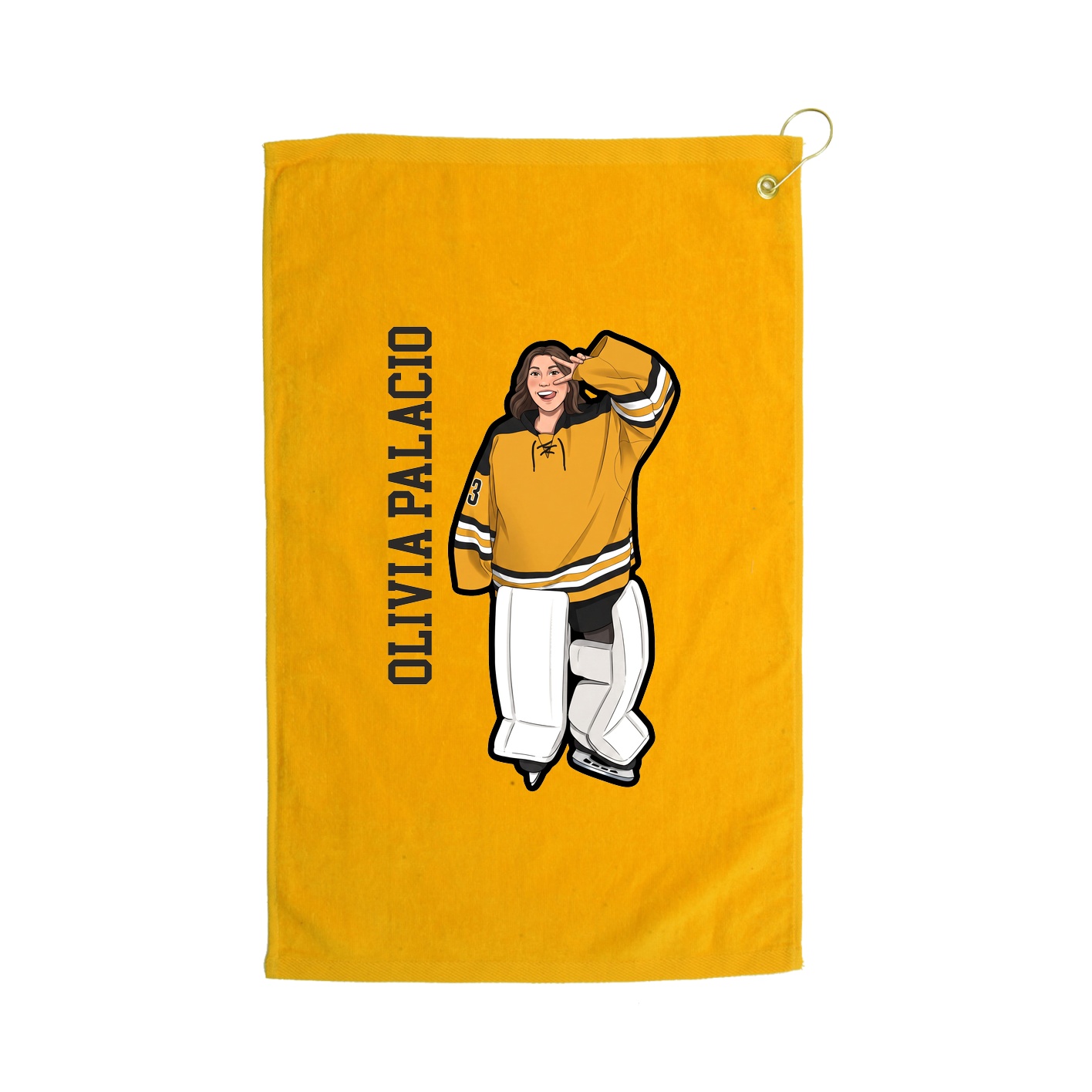 Golf Towel — Name Vertical in Gold