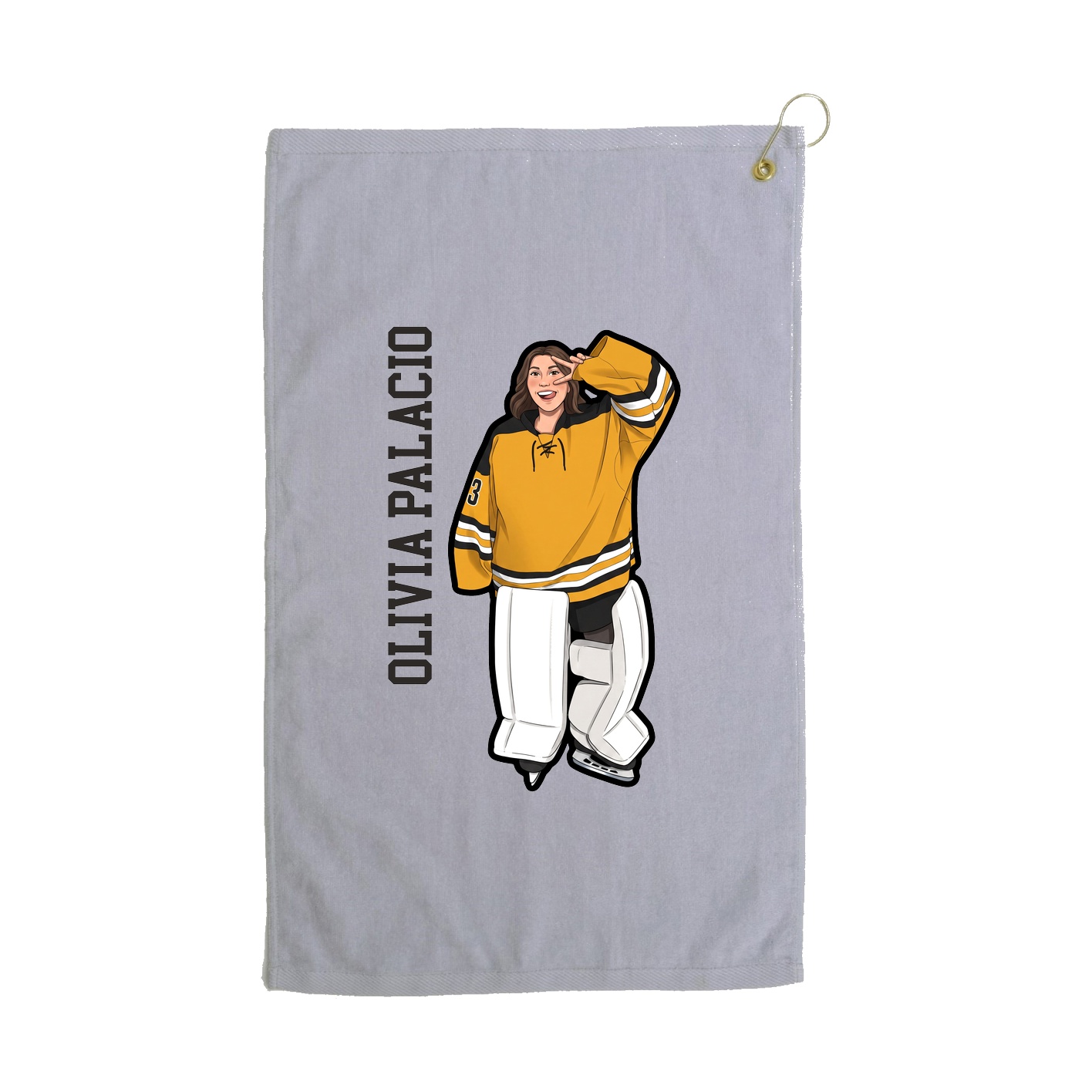 Golf Towel — Name Vertical in Grey