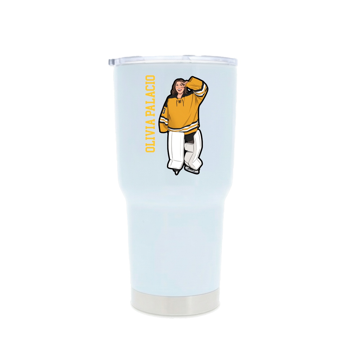 30oz Stainless Steel Tumbler — Name Vertical in White