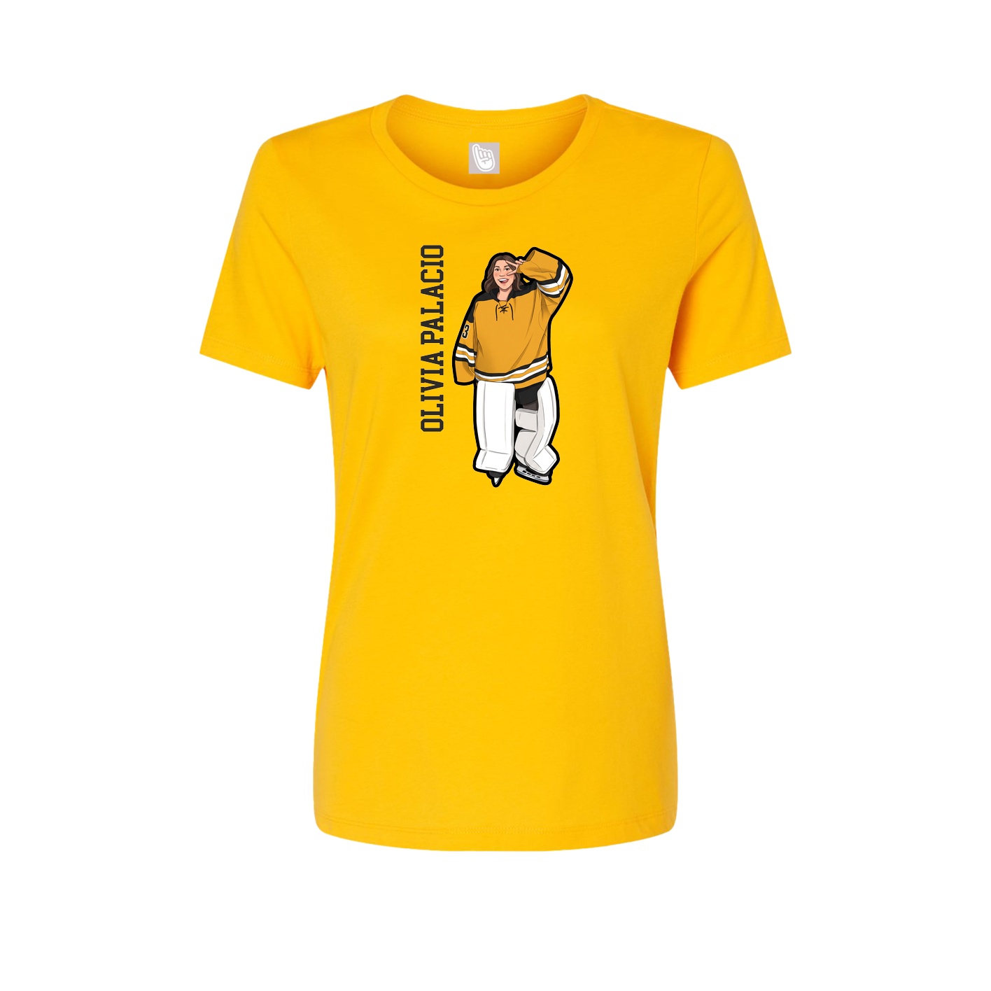 Fitted Women's Tee — Name Vertical in Gold