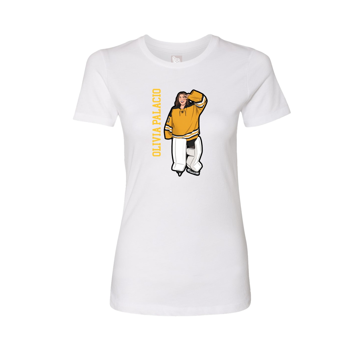 Fitted Women's Tee — Name Vertical in White