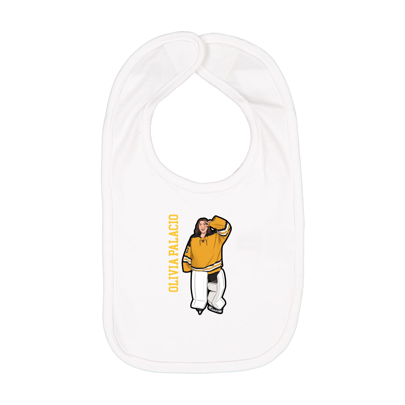 Infant Bib — Name Vertical in White
