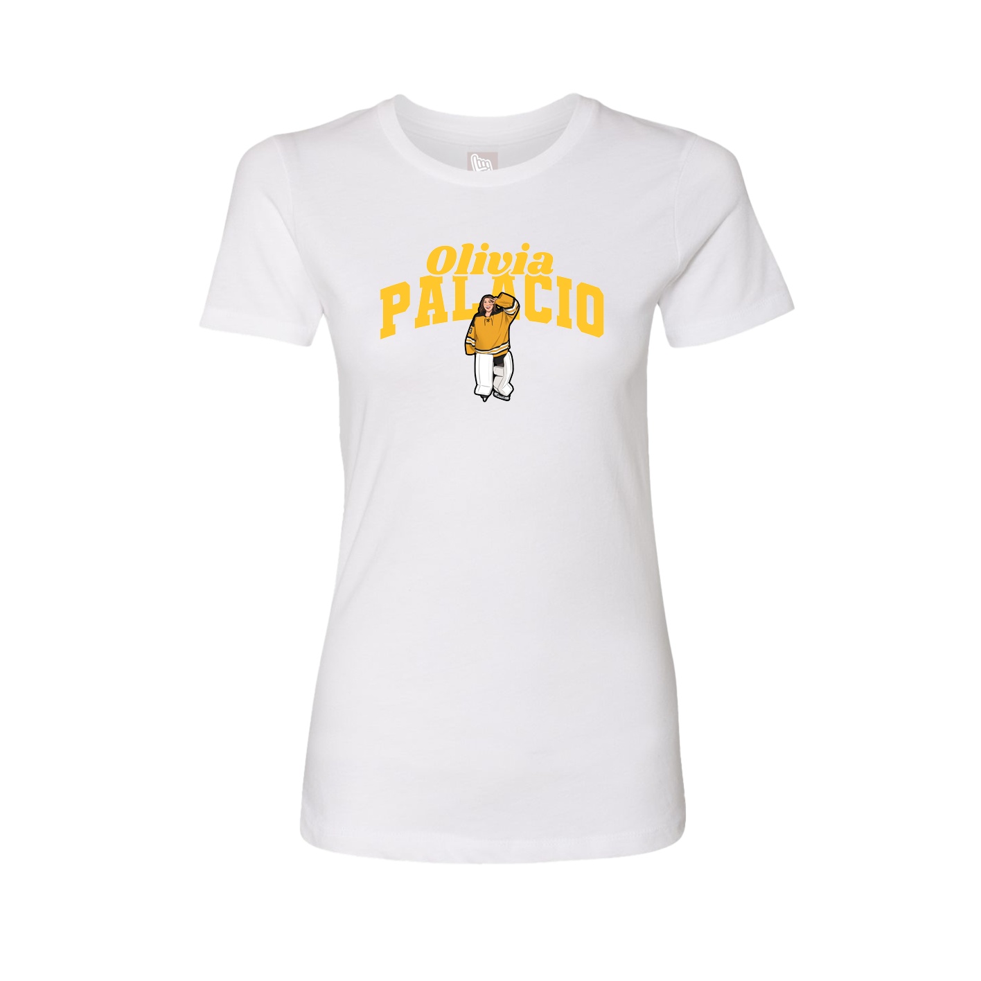 Fitted Women's Tee — Signature Arch in White