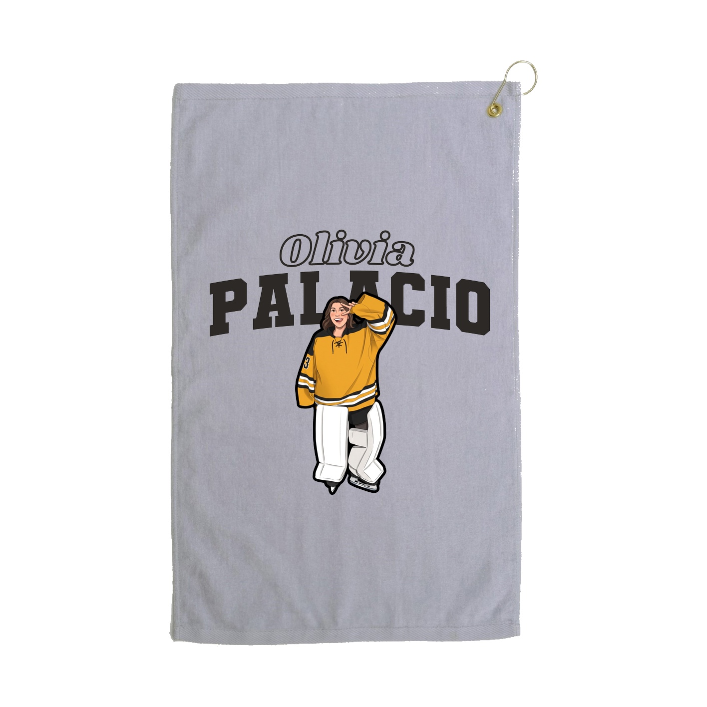 Golf Towel — Name Arch in Grey