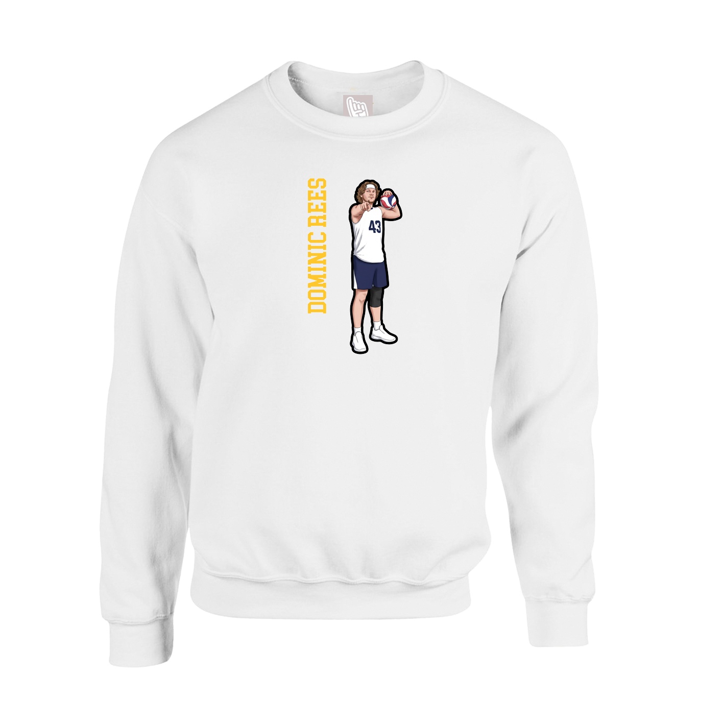 Fleece Crew — Name Vertical in White