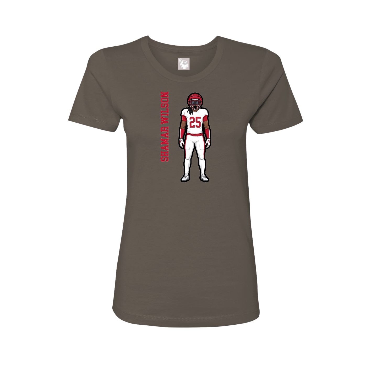 Fitted Women's Tee — Name Vertical in Grey