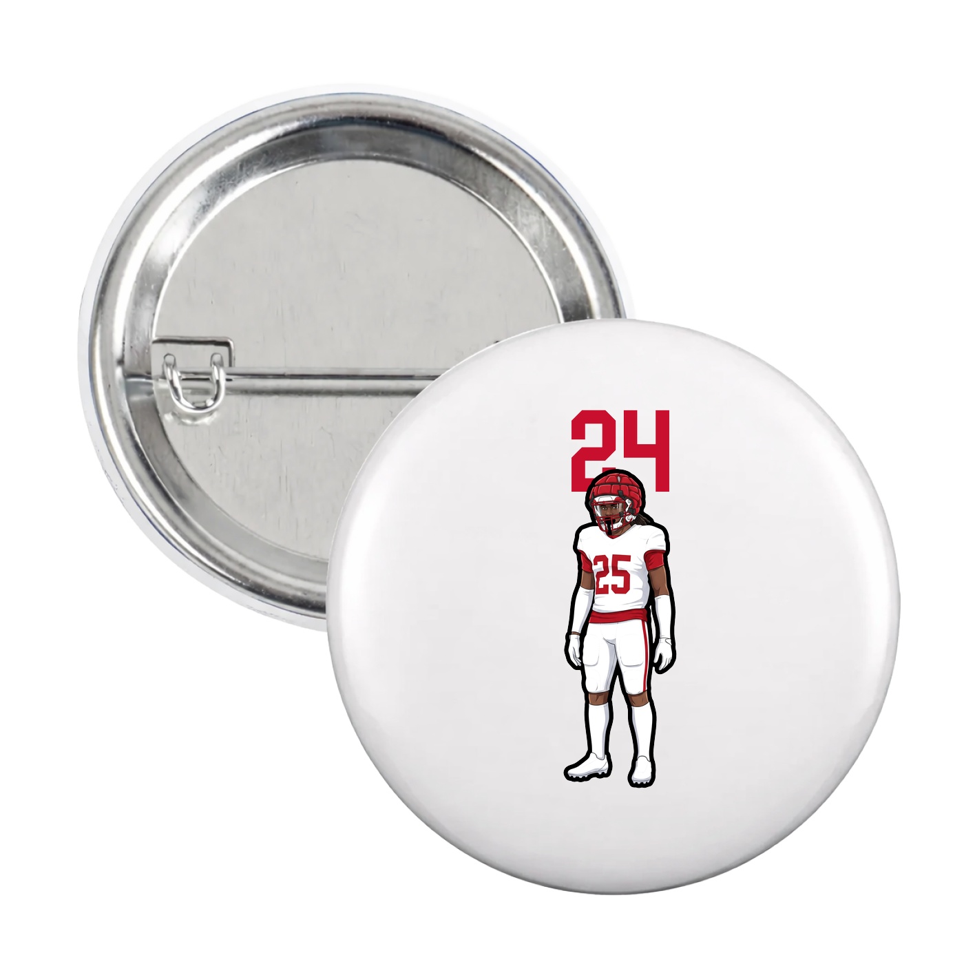 Game Day Button — Number Top in White
