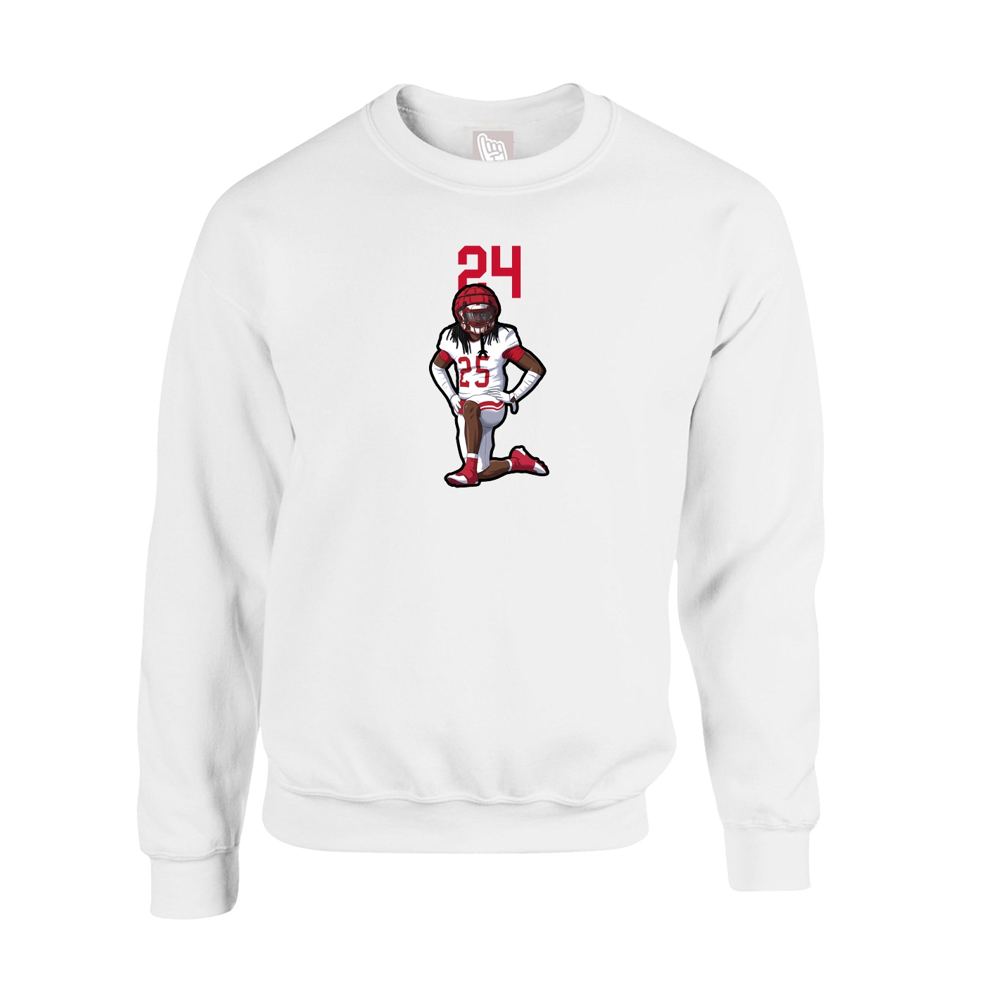 Fleece Crew — Number Top in White