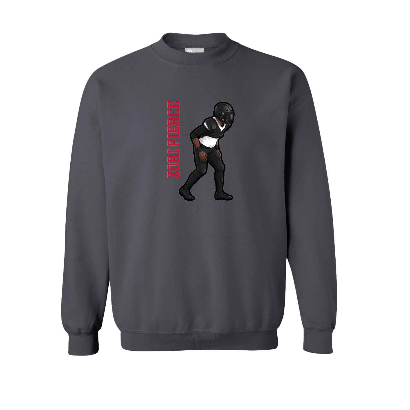 Fleece Crew — Name Vertical in Grey