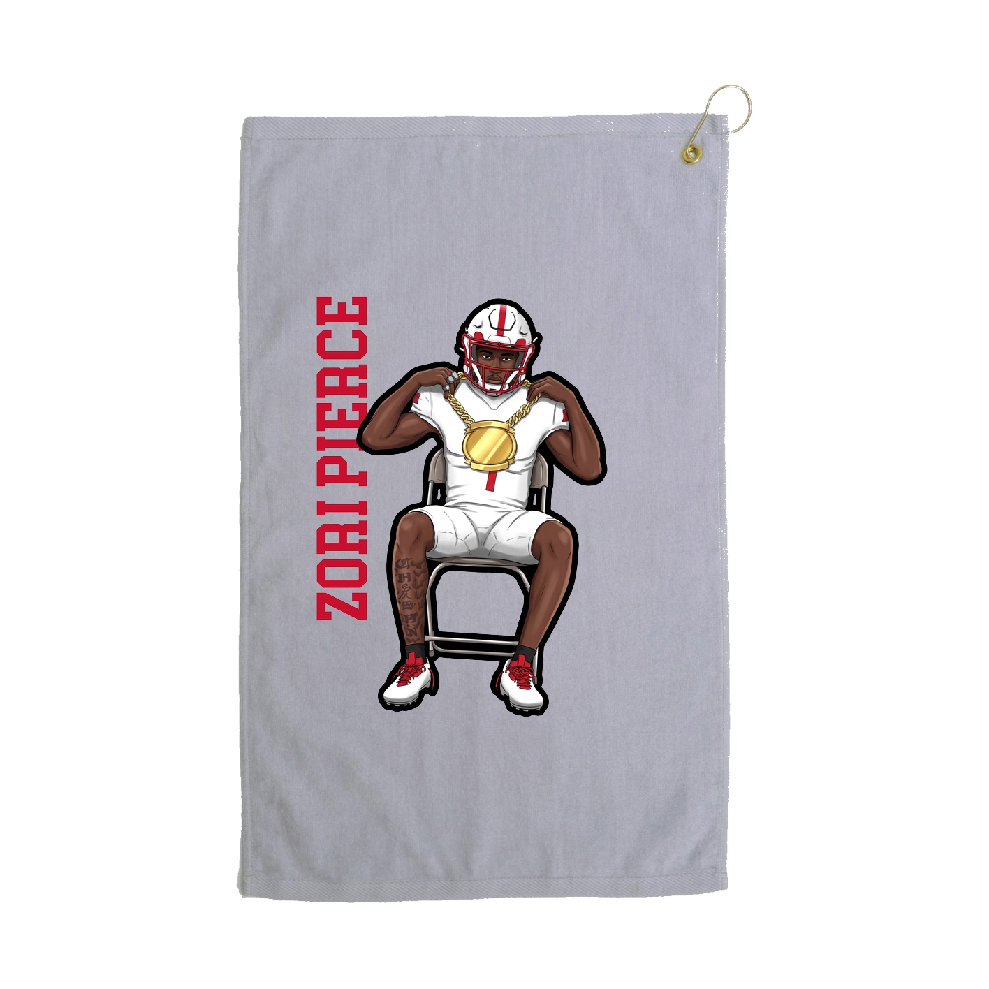 Golf Towel — Name Vertical in Grey