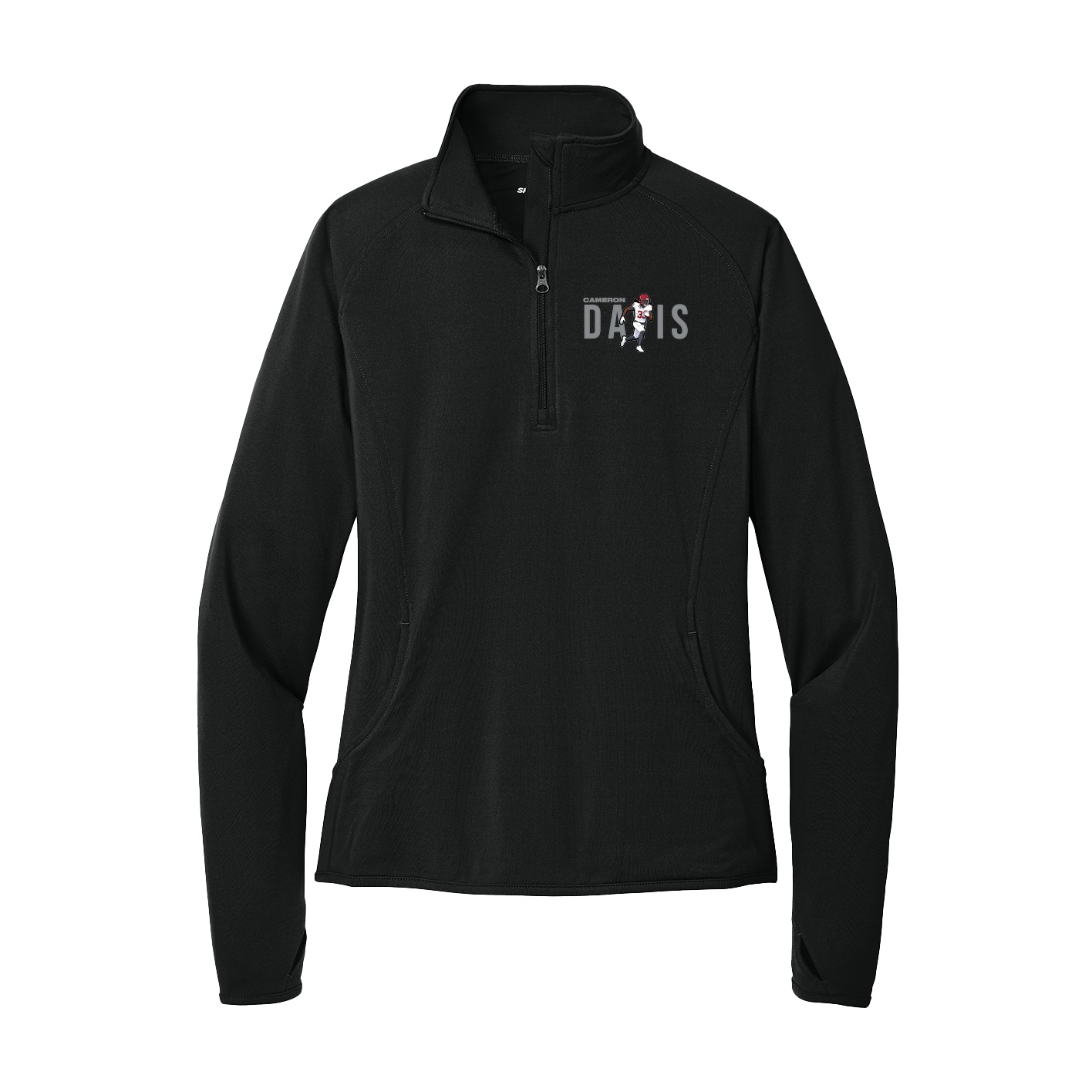 Women's Q-Zip Pullover — Player Name in Black