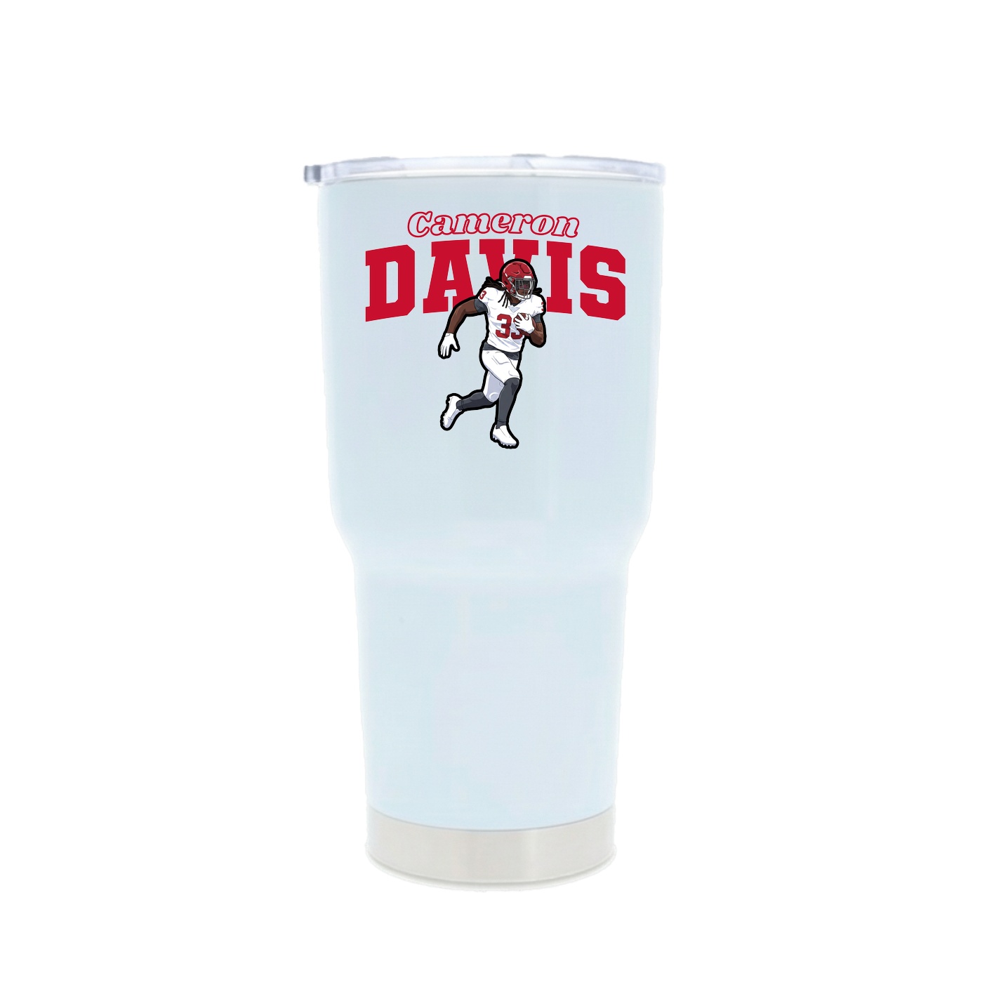 30oz Stainless Steel Tumbler — Name Arch in White