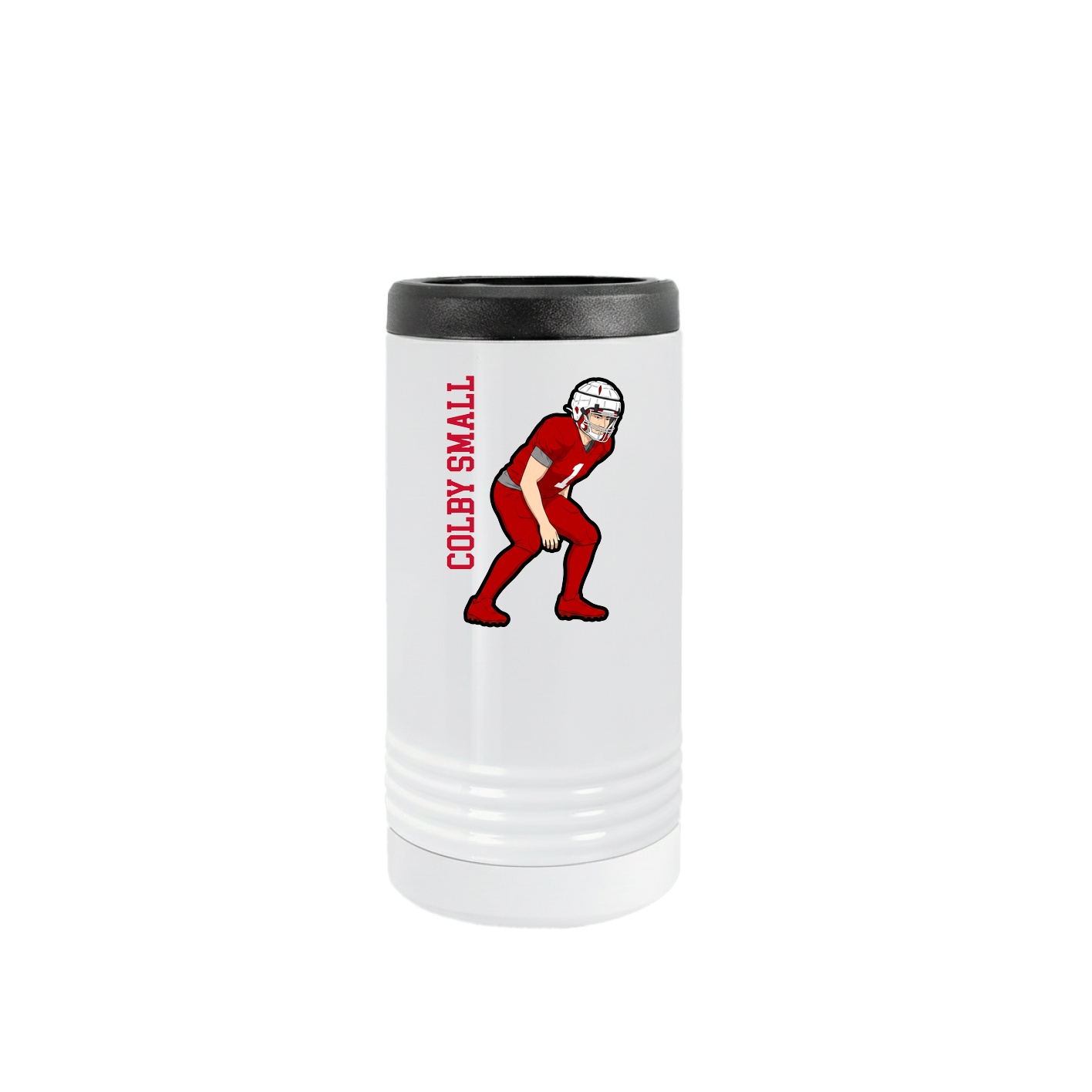 Slim Beverage Holder — Name Vertical in White