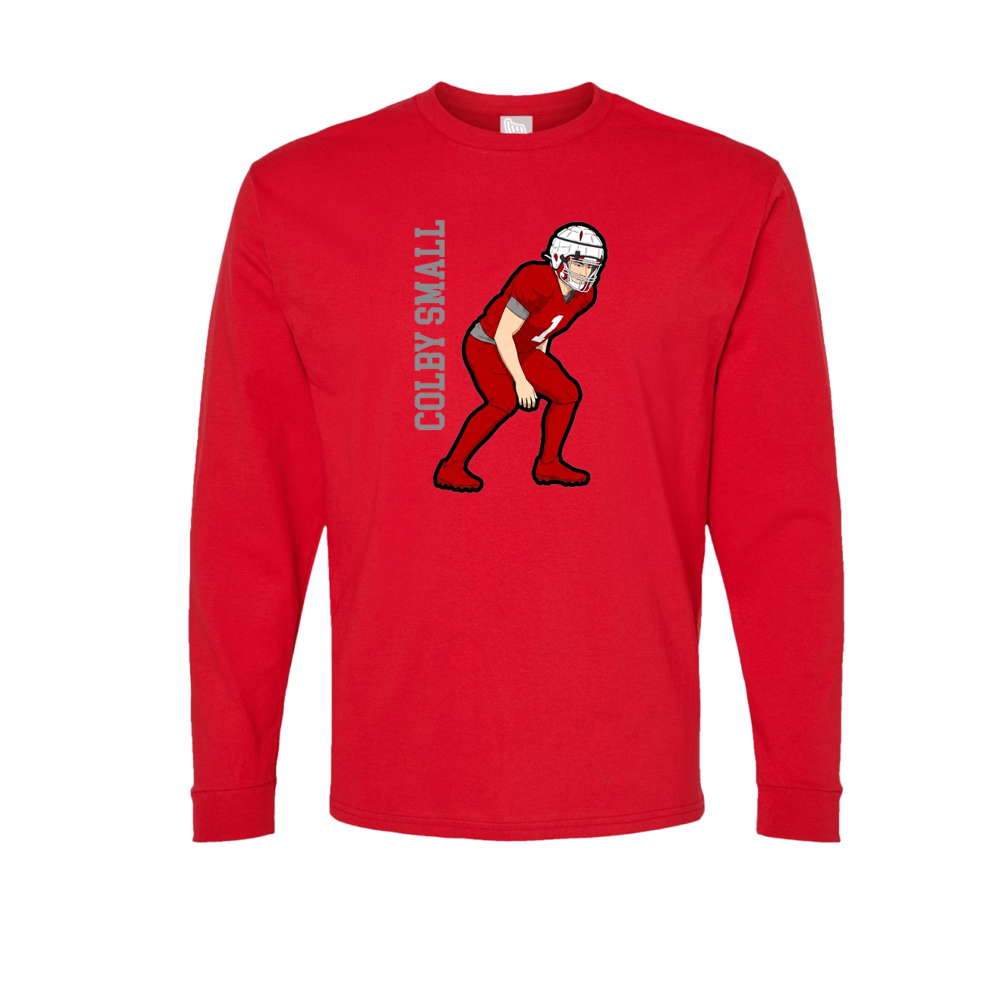 Long Sleeve Tee — Name Vertical in Red