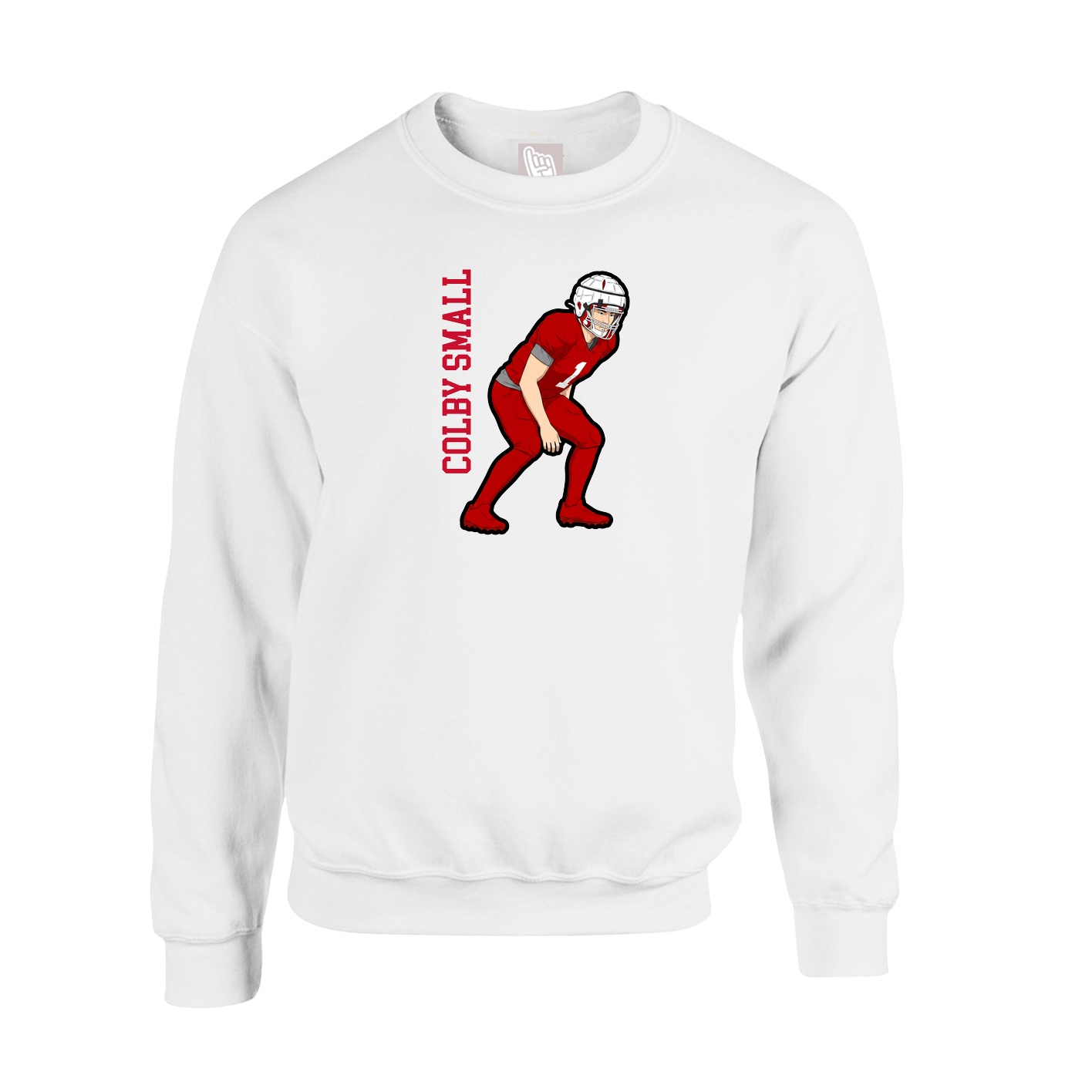 Fleece Crew — Name Vertical in White
