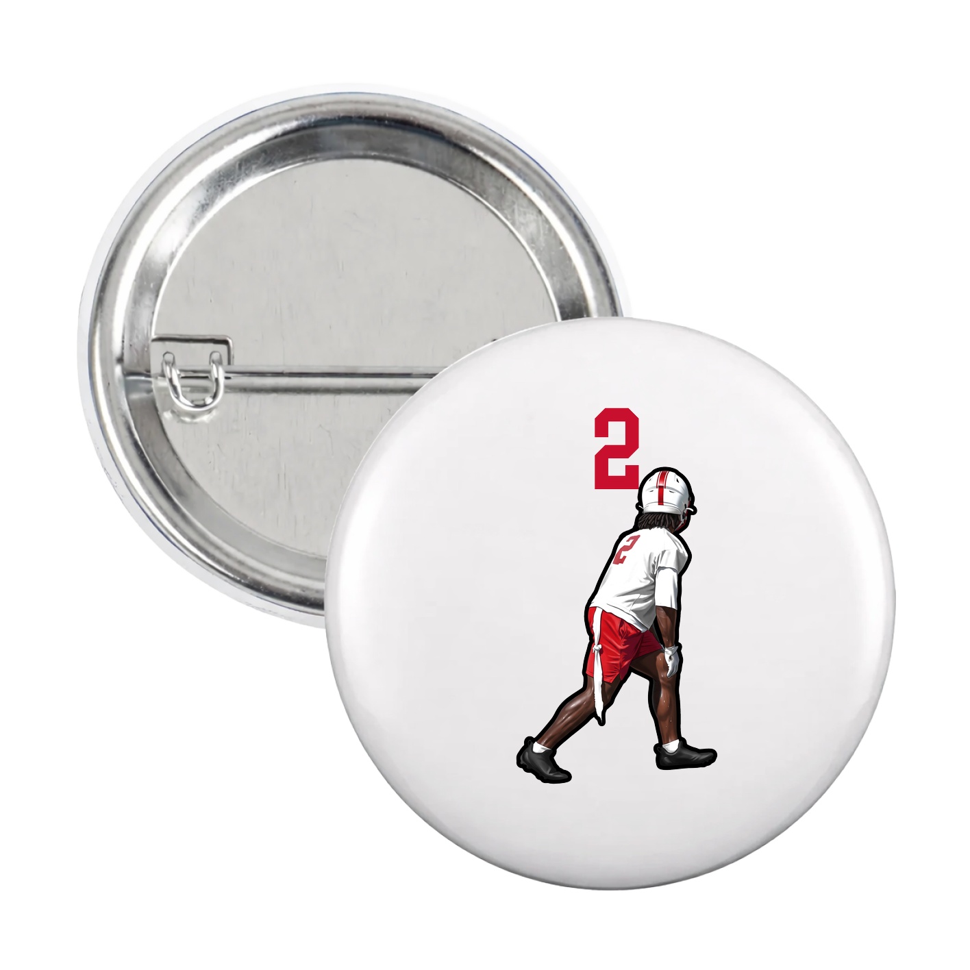 Game Day Button — Number Top in White