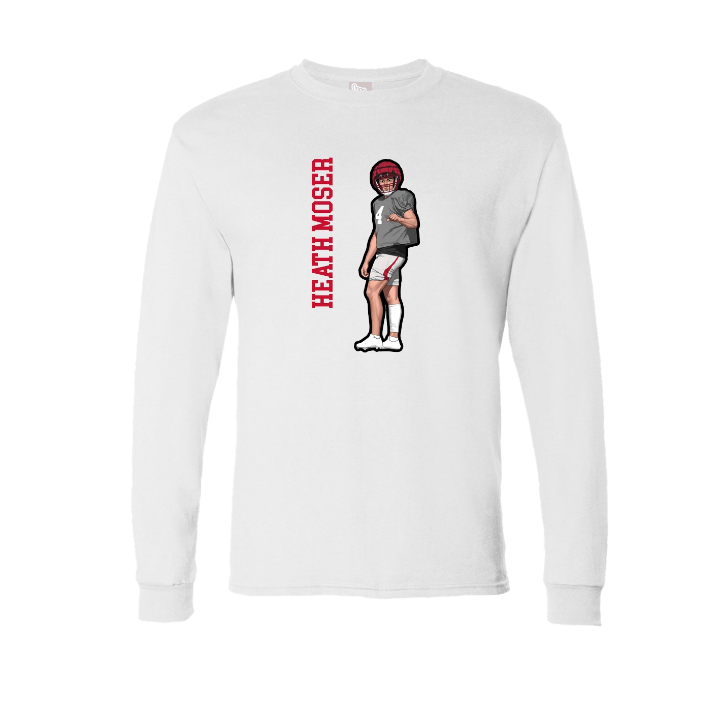 Long Sleeve Tee — Name Vertical in White