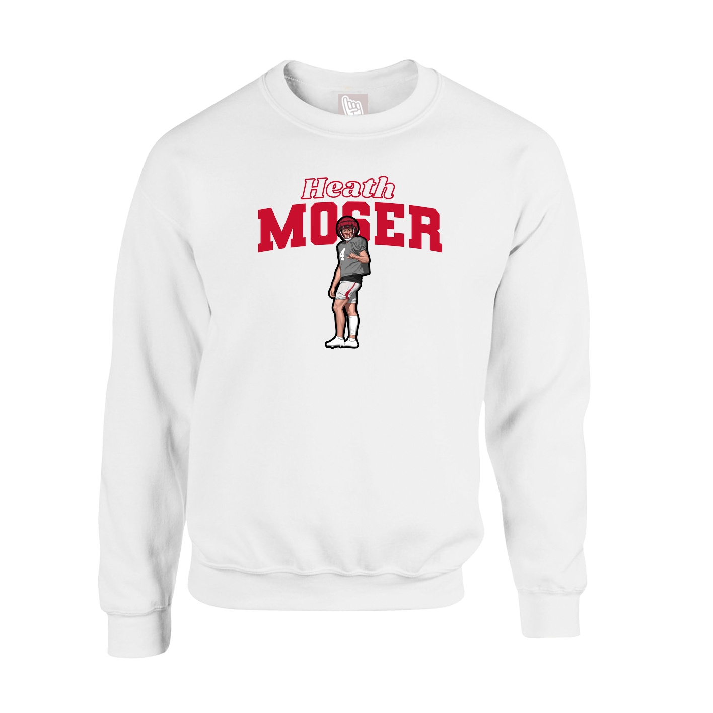 Fleece Crew — Name Arch in White
