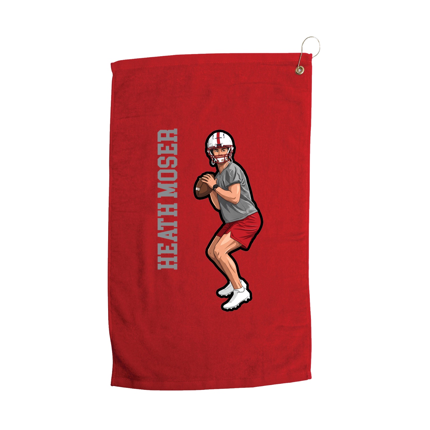 Golf Towel — Name Vertical in Red