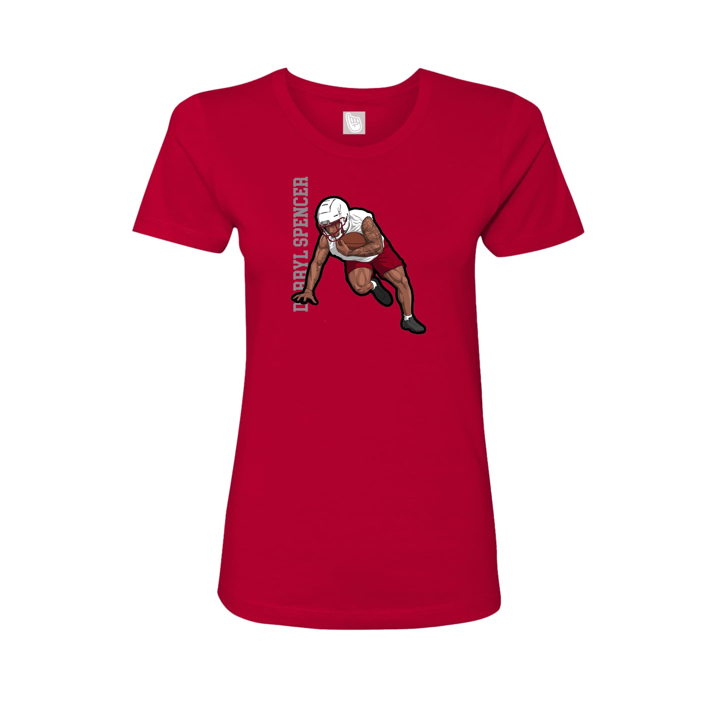 Fitted Women's Tee — Name Vertical in Red