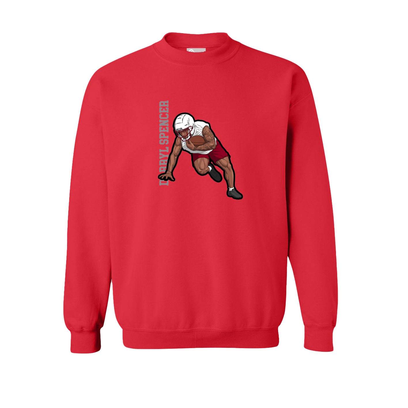 Fleece Crew — Name Vertical in Red