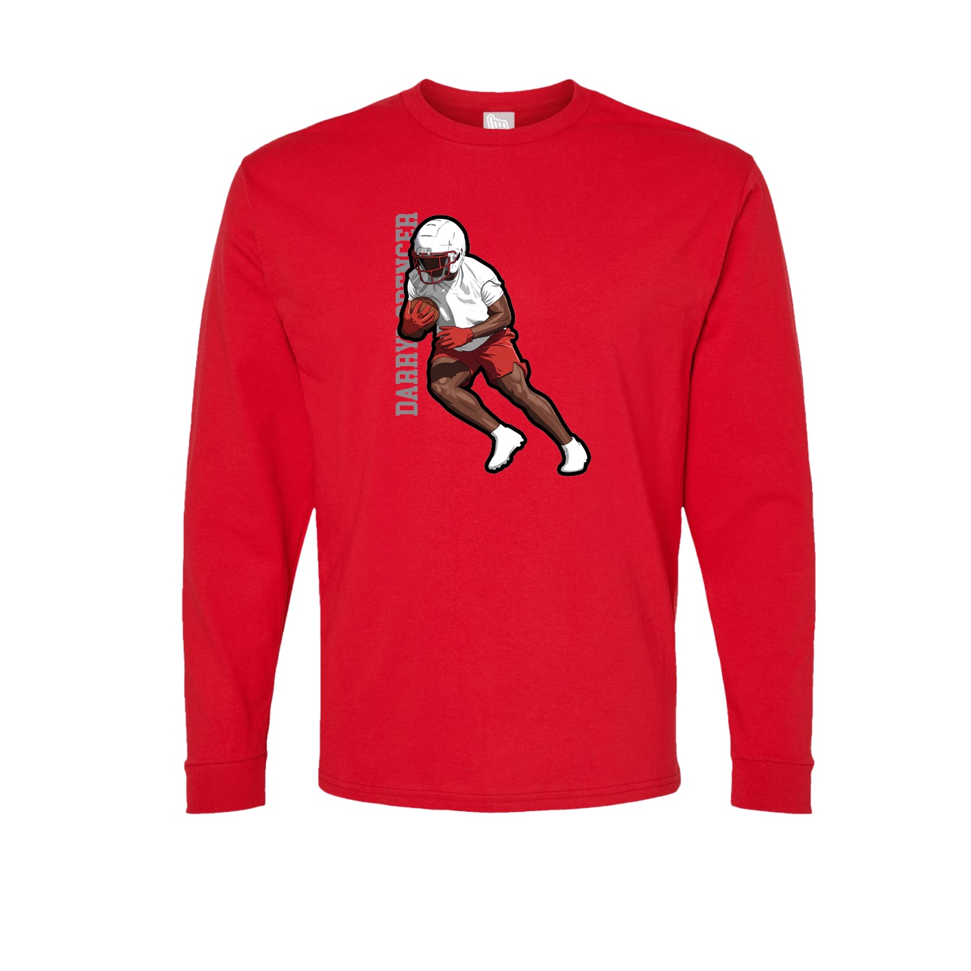 Long Sleeve Tee — Name Vertical in Red