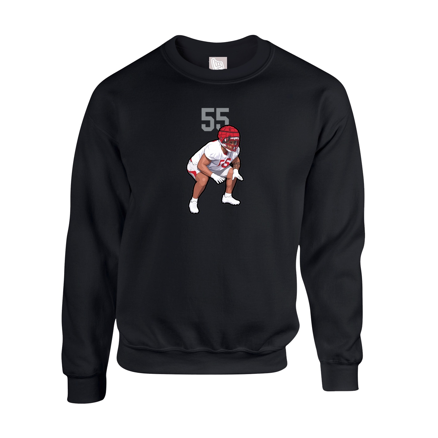 Fleece Crew — Number Top in Black