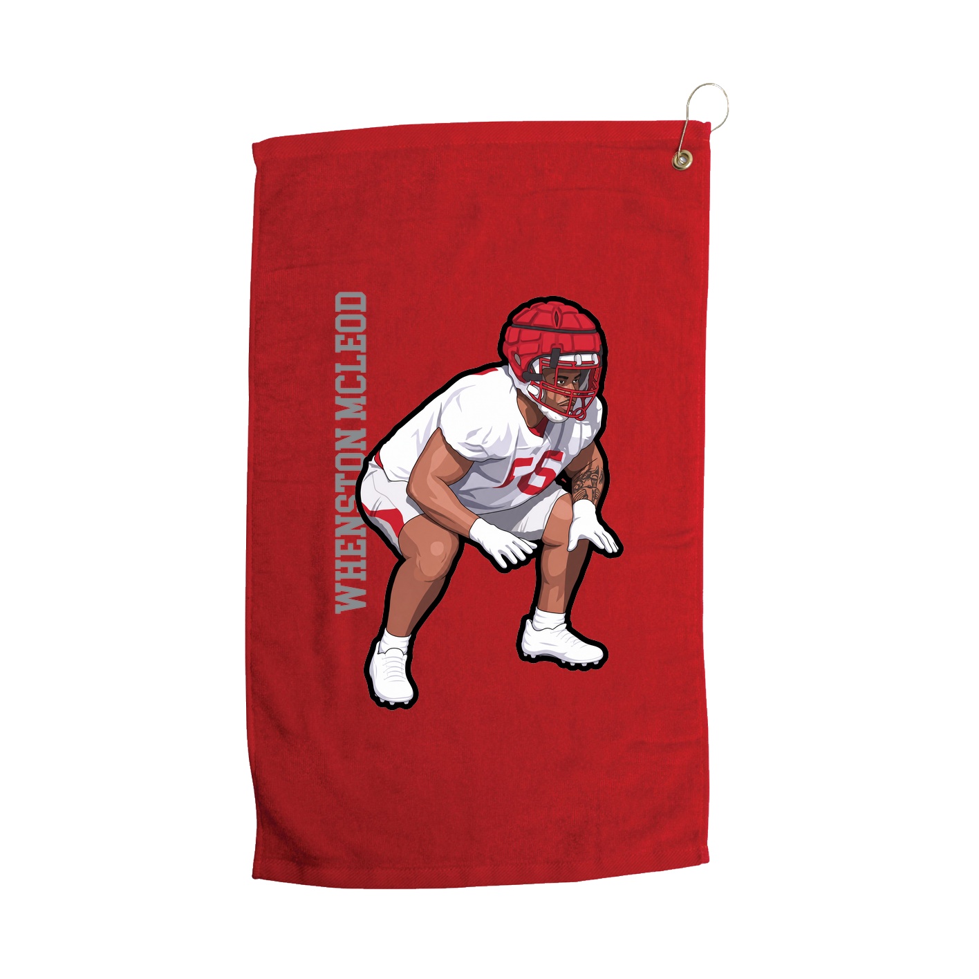 Golf Towel — Name Vertical in Red