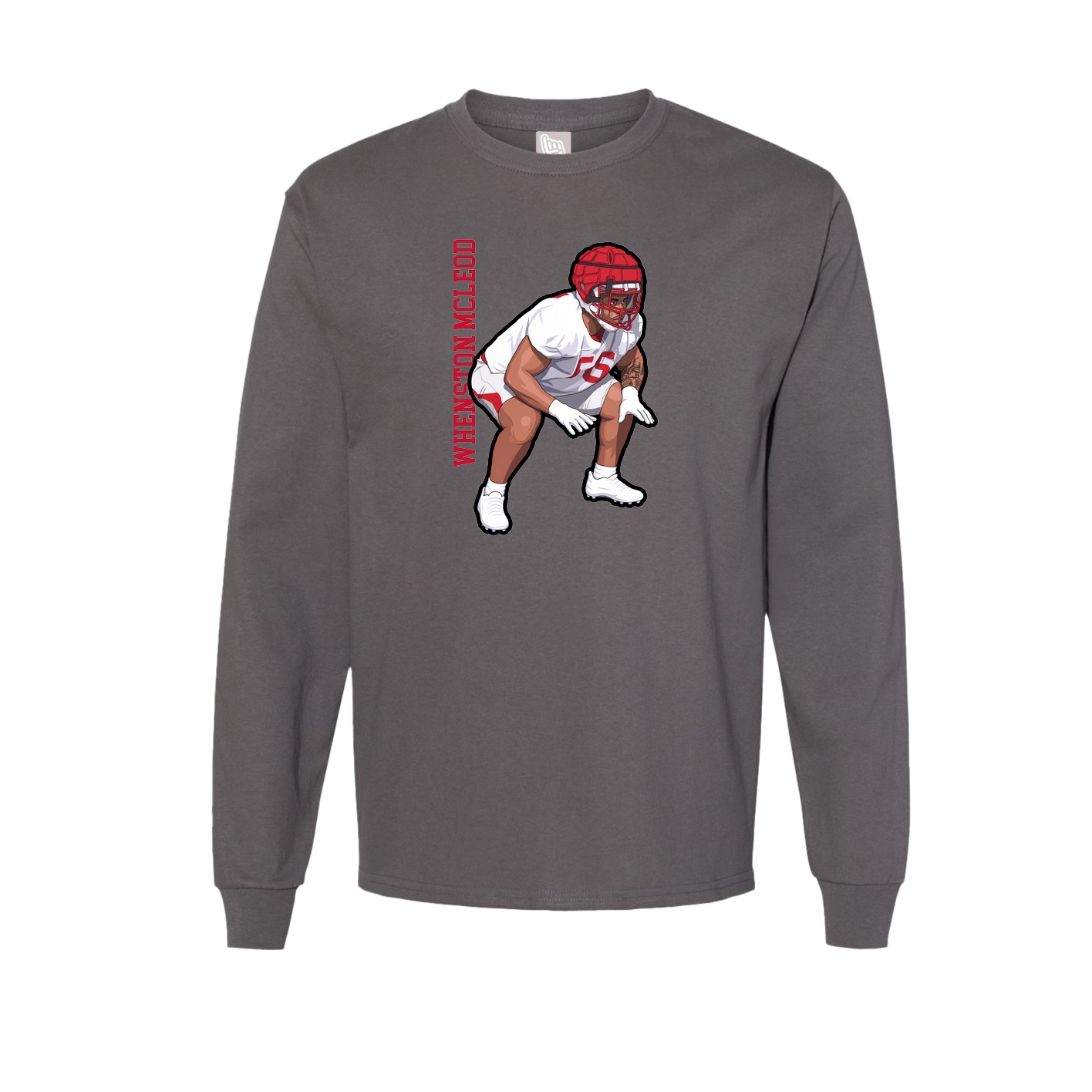 Long Sleeve Tee — Name Vertical in Grey