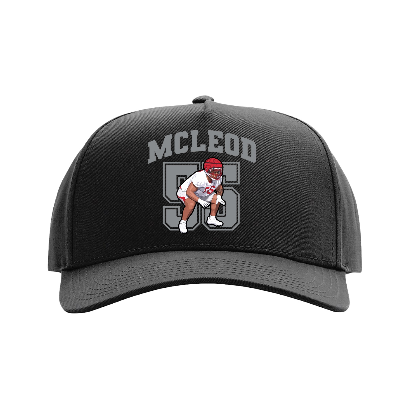 Full Fabric Five-Panel Champ Cap — Number in Black