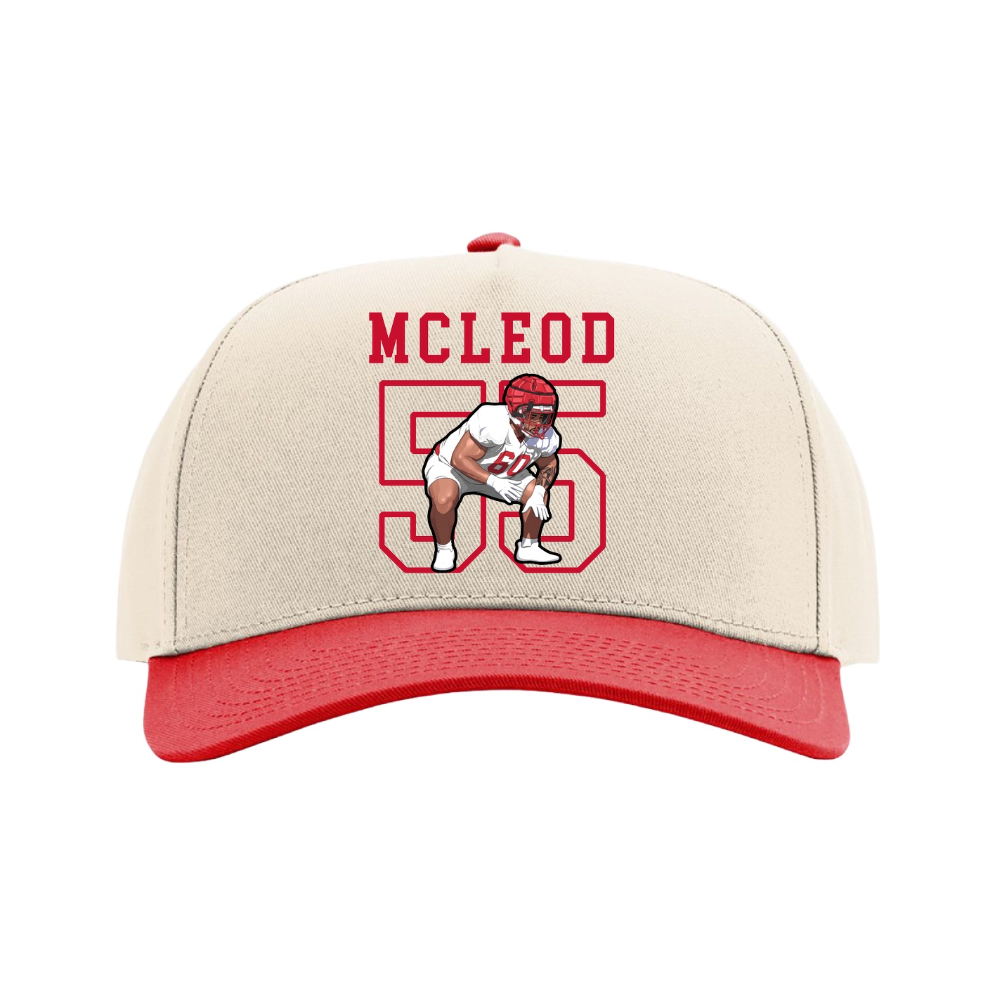 Full Fabric Five-Panel Champ Cap — Shirsey in Cream/Red