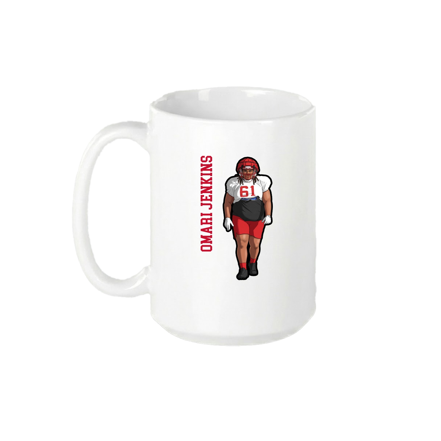 15oz Coffee Mug — Name Vertical in White