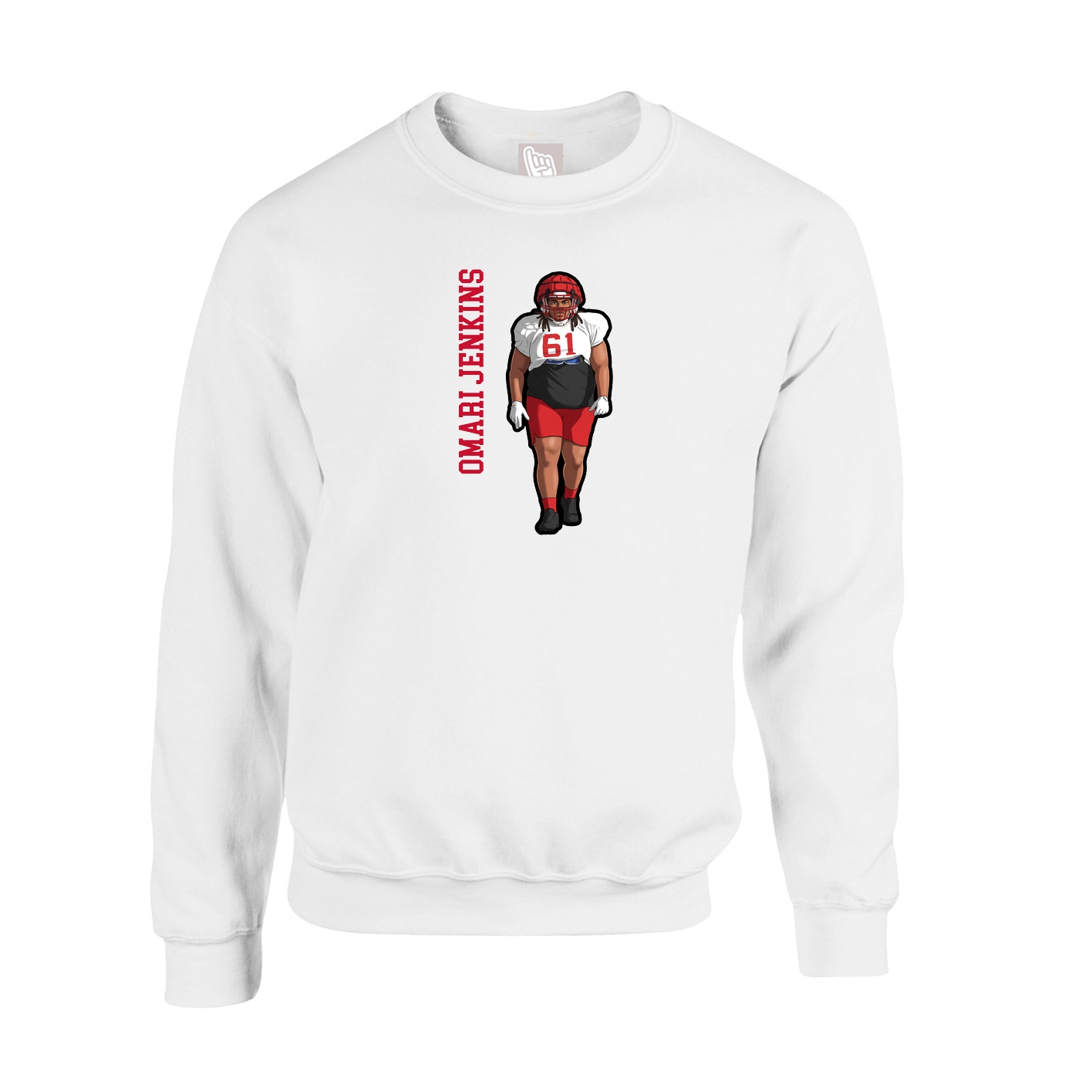 Fleece Crew — Name Vertical in White