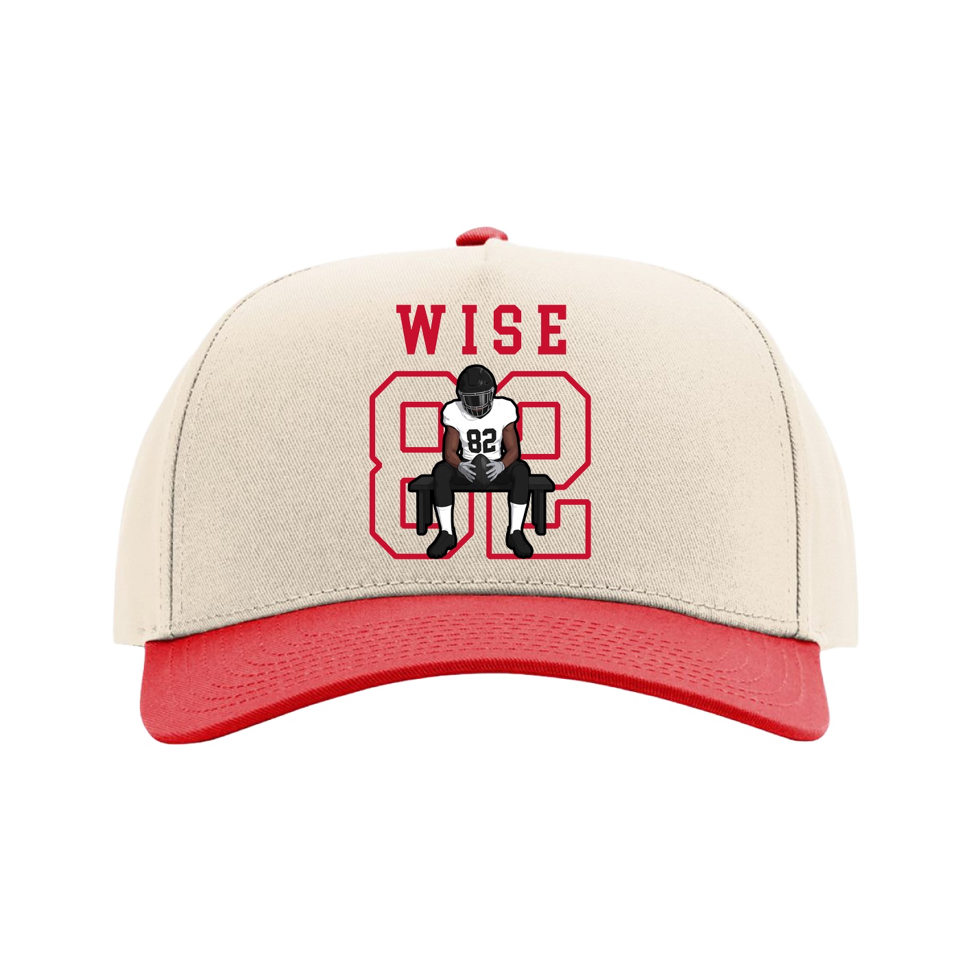 Full Fabric Five-Panel Champ Cap — Shirsey in Cream/Red