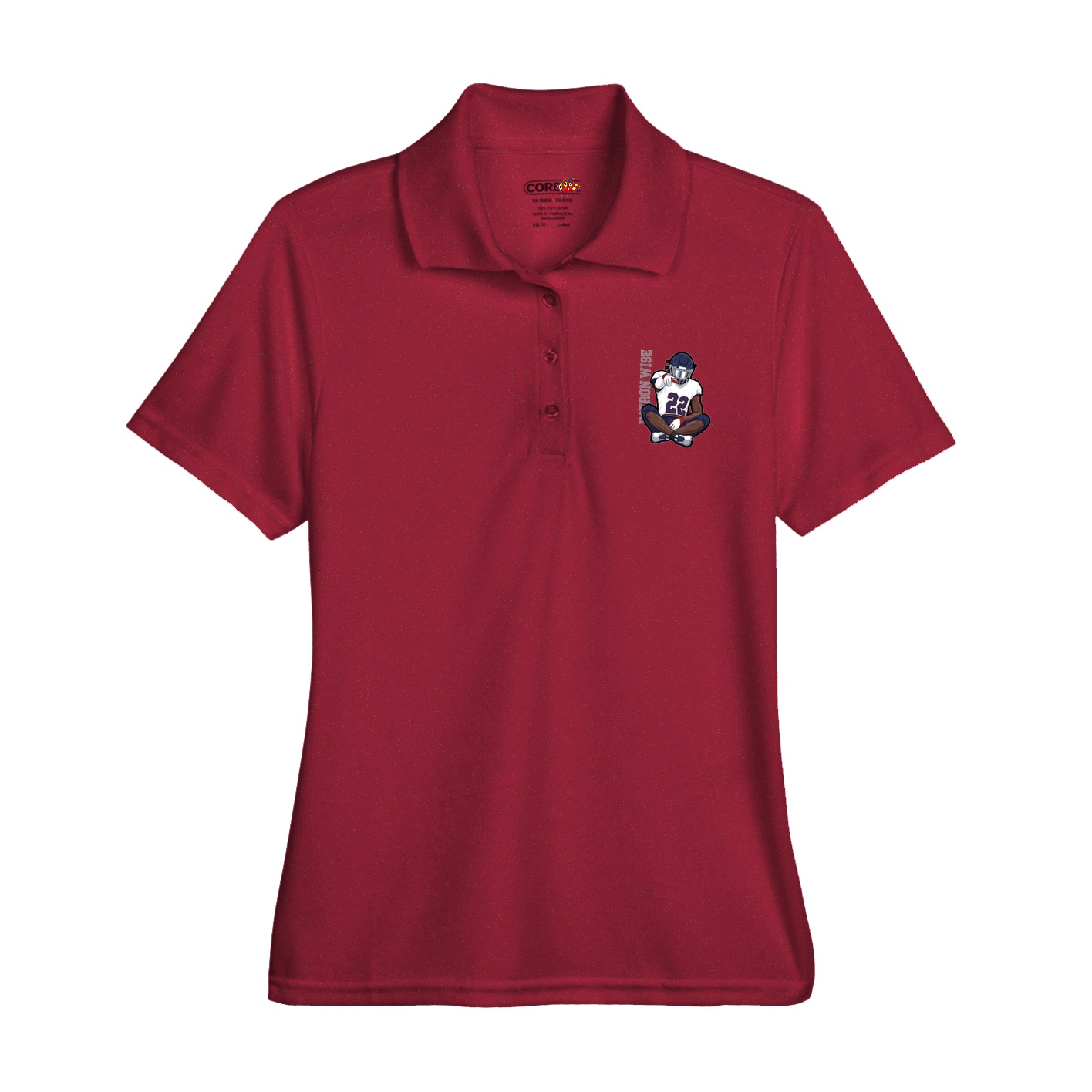 Womens Performance Polo — Name Vertical in Red