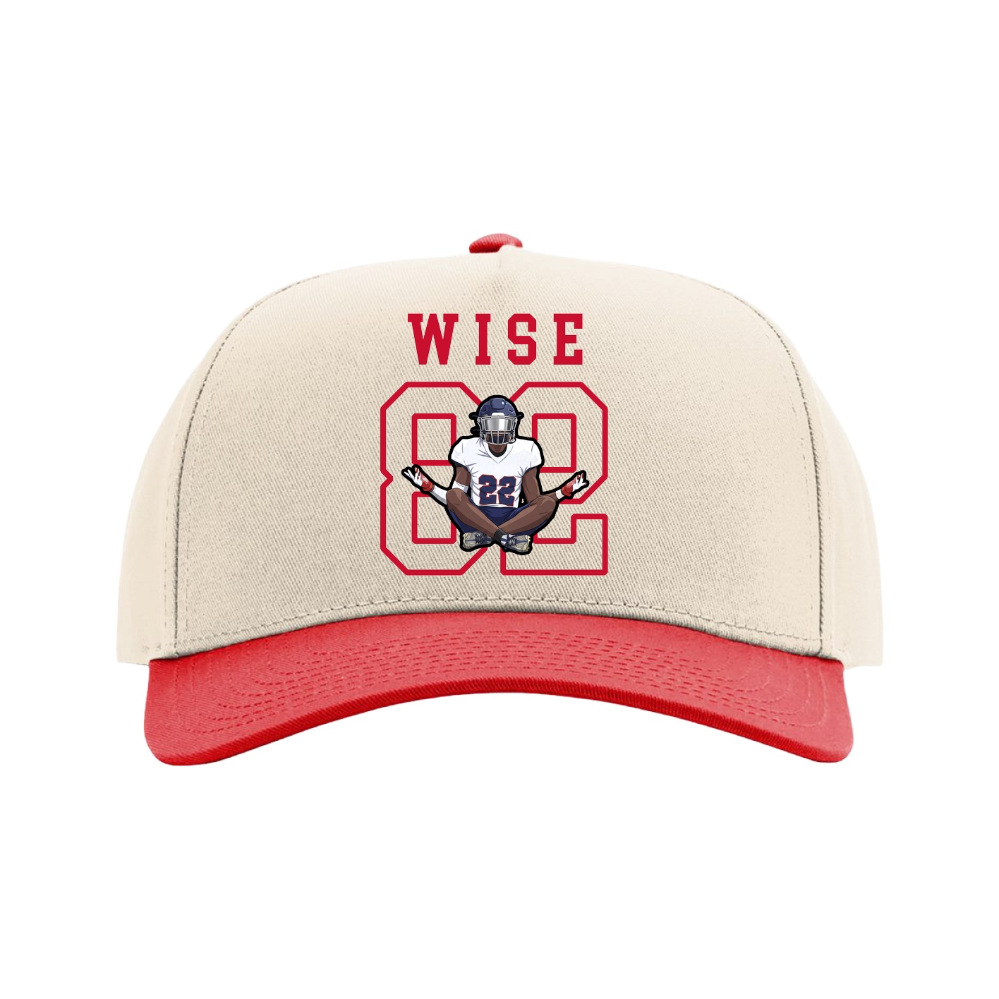 Full Fabric Five-Panel Champ Cap — Shirsey in Cream/Red
