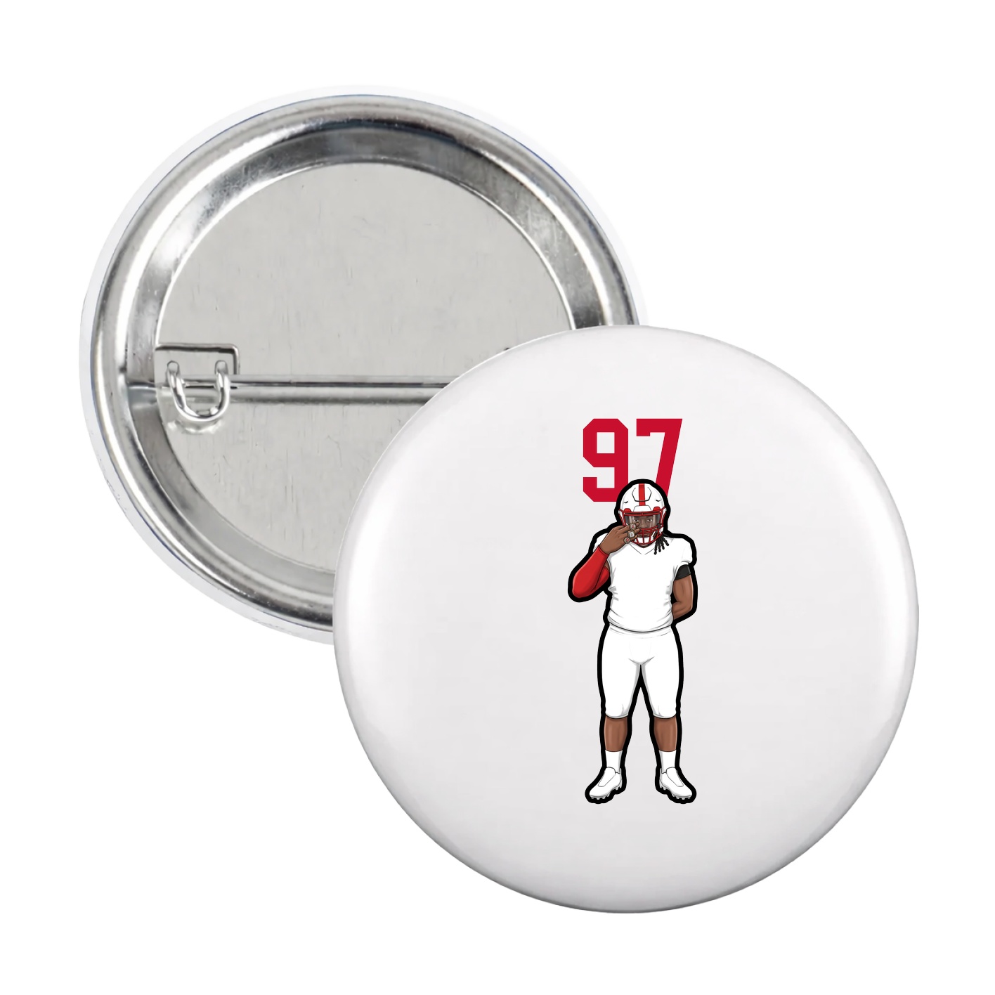Game Day Button — Number Top in White