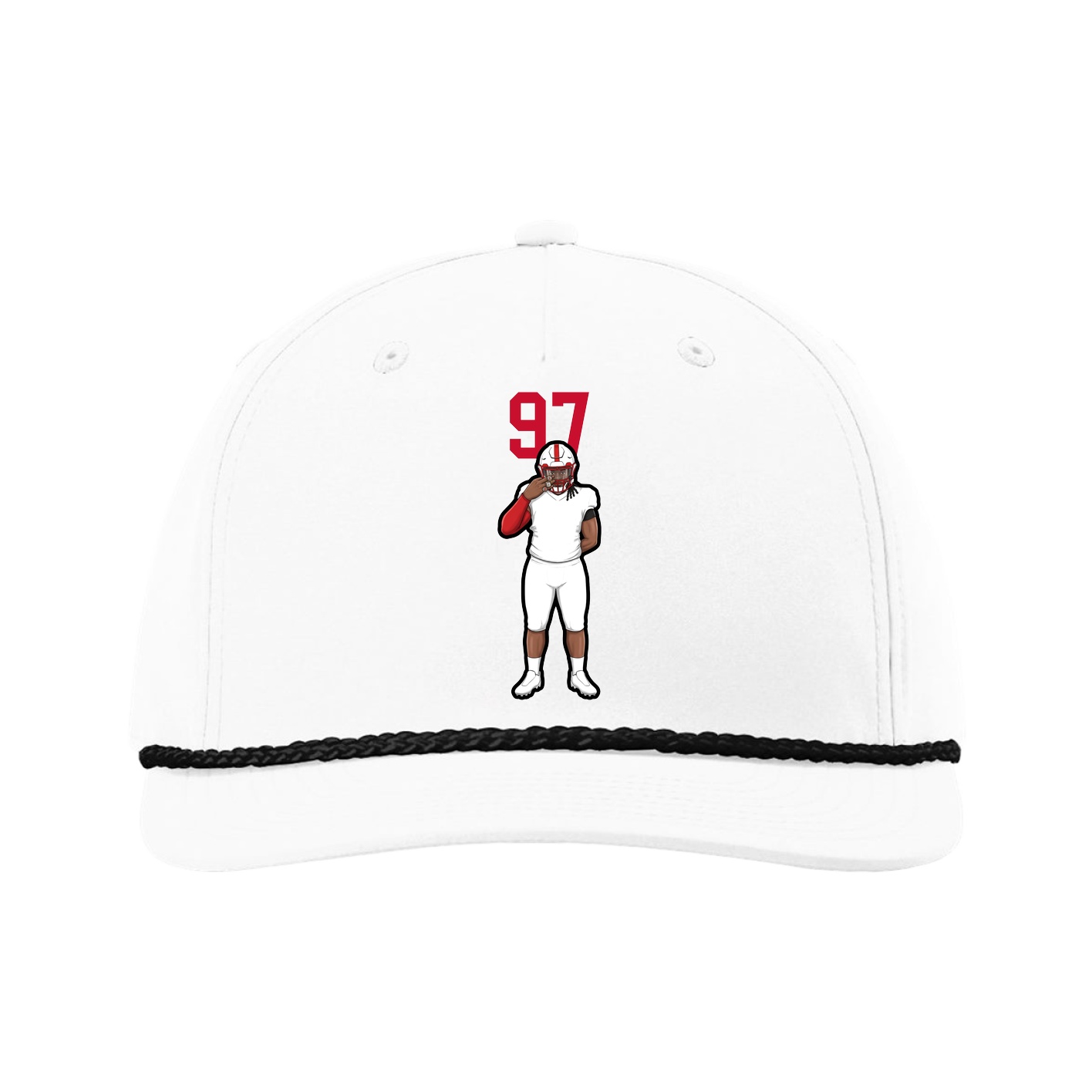 Five-Panel Classic Rope Cap — Number Top in White