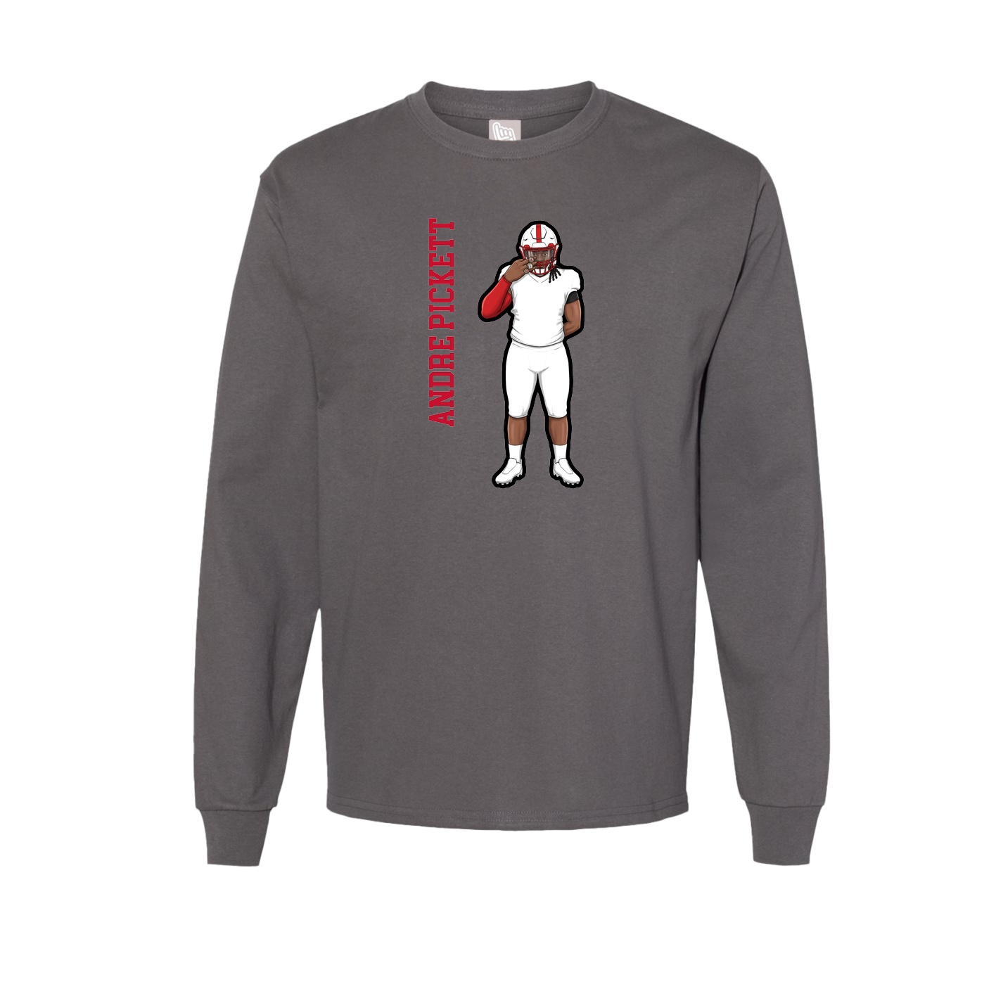 Long Sleeve Tee — Name Vertical in Grey