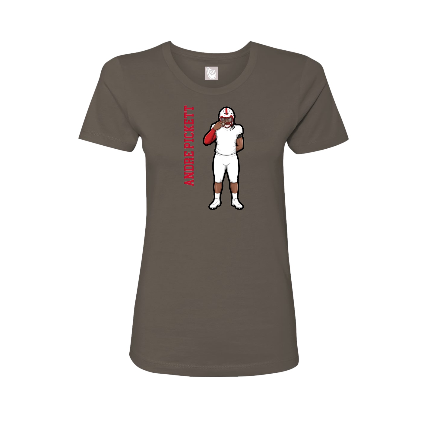 Fitted Women's Tee — Name Vertical in Grey