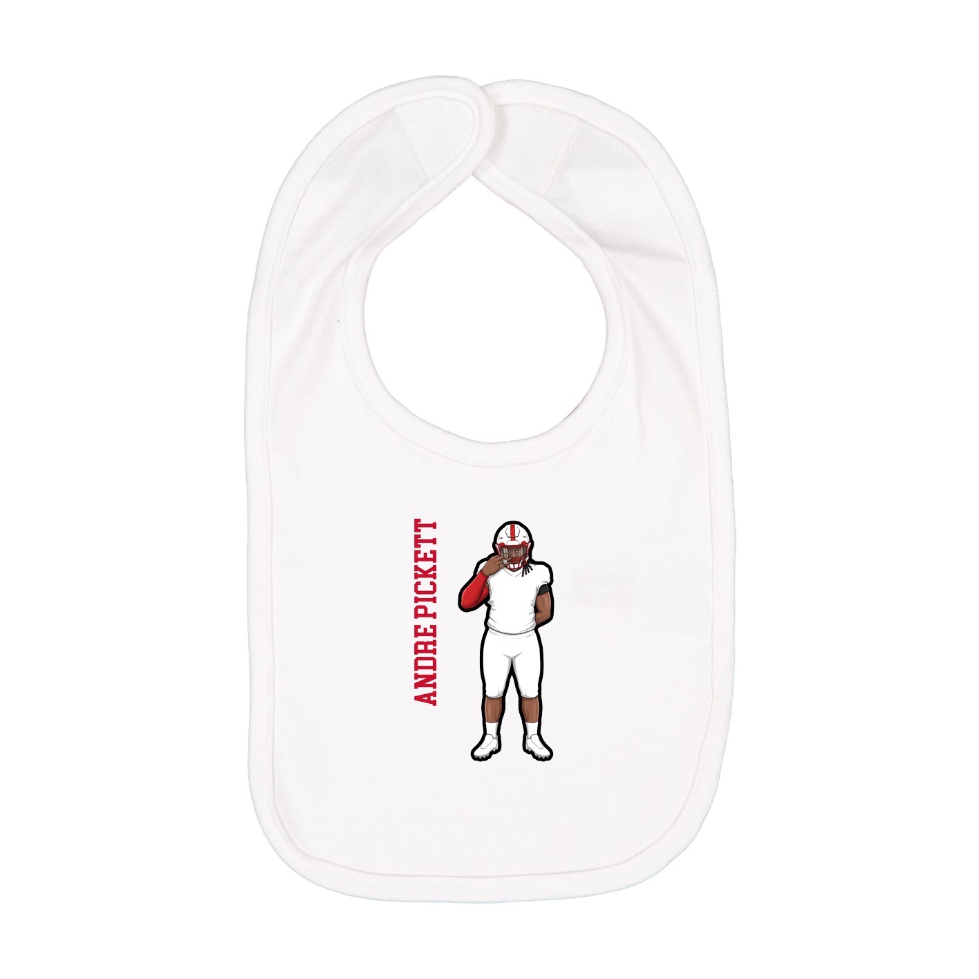 Infant Bib — Name Vertical in White