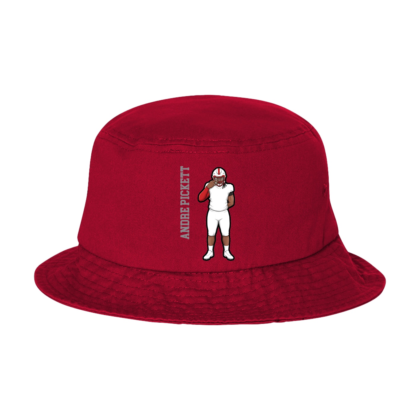 Bucket Cap — Name Vertical in Red