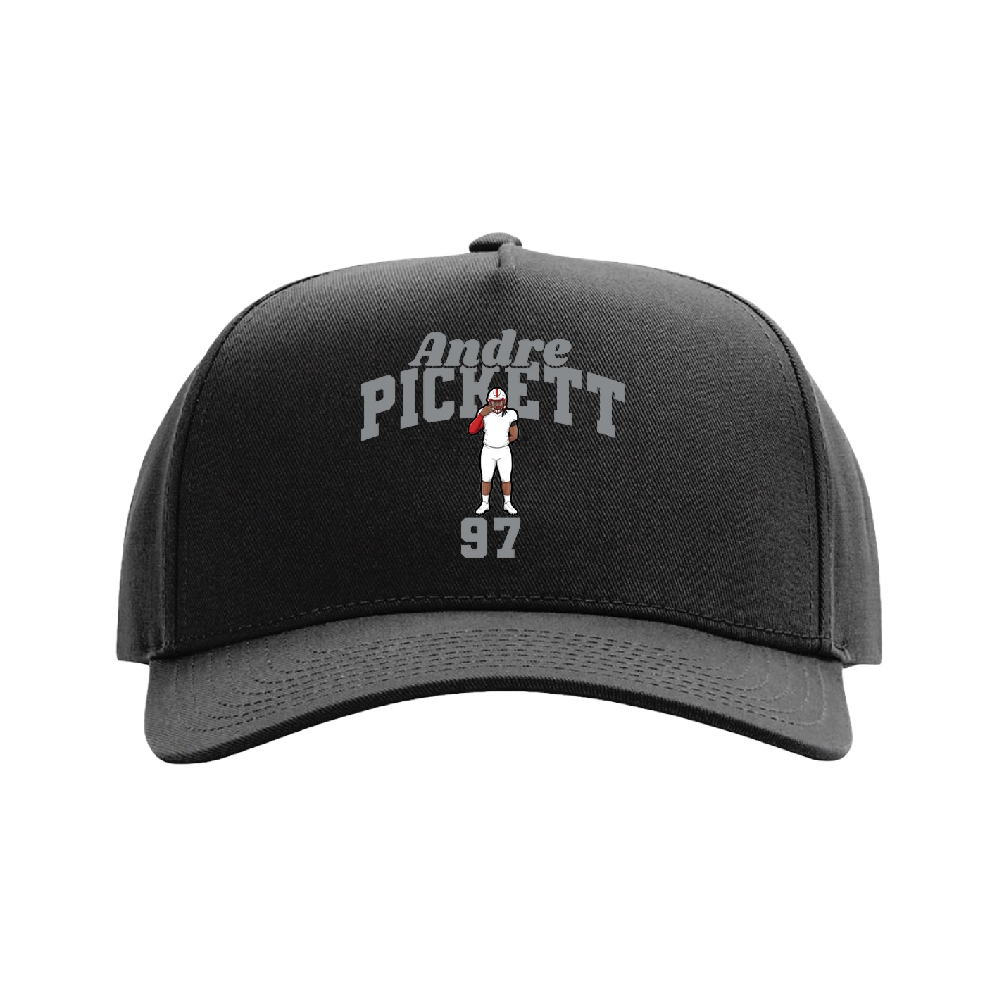 Full Fabric Five-Panel Champ Cap — Signature Arch in Black