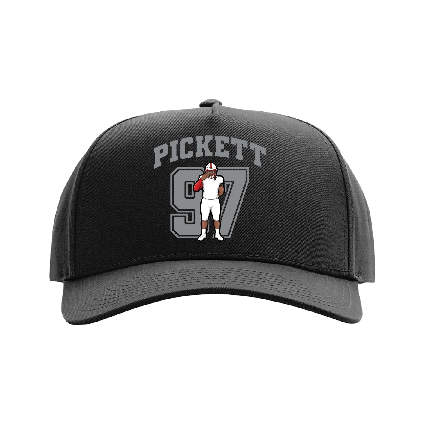 Full Fabric Five-Panel Champ Cap — Number in Black