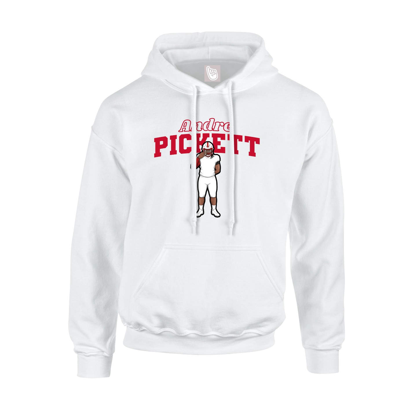Youth Hoodie — Name Arch in White