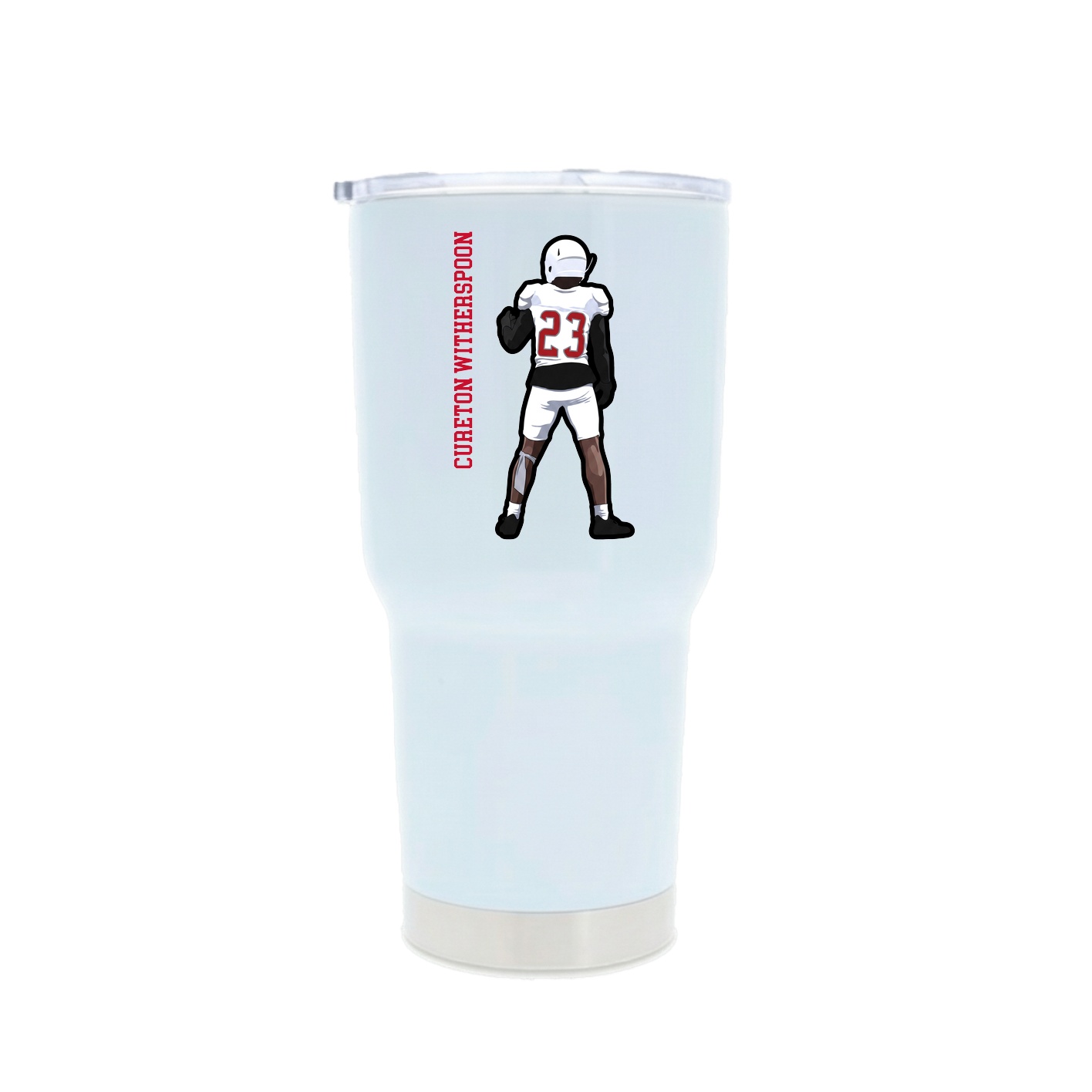 30oz Stainless Steel Tumbler — Name Vertical in White