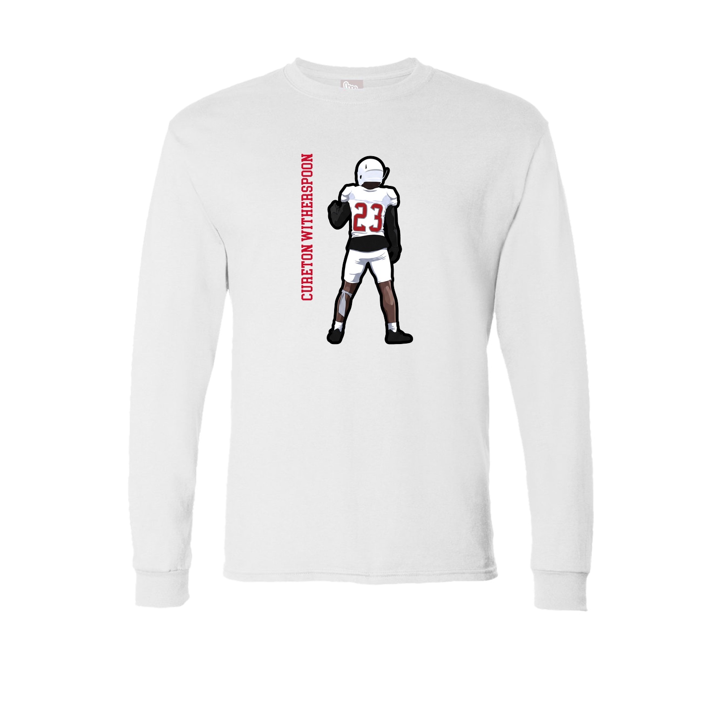 Long Sleeve Tee — Name Vertical in White